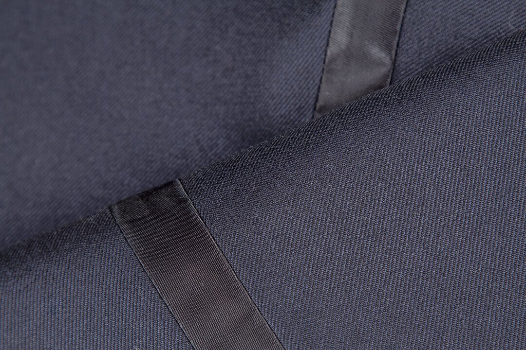 Tuxedo Smoking Trousers Bespoke Midnight Dark Navy Blue With Black Facing Holland &amp; Sherry 340grm