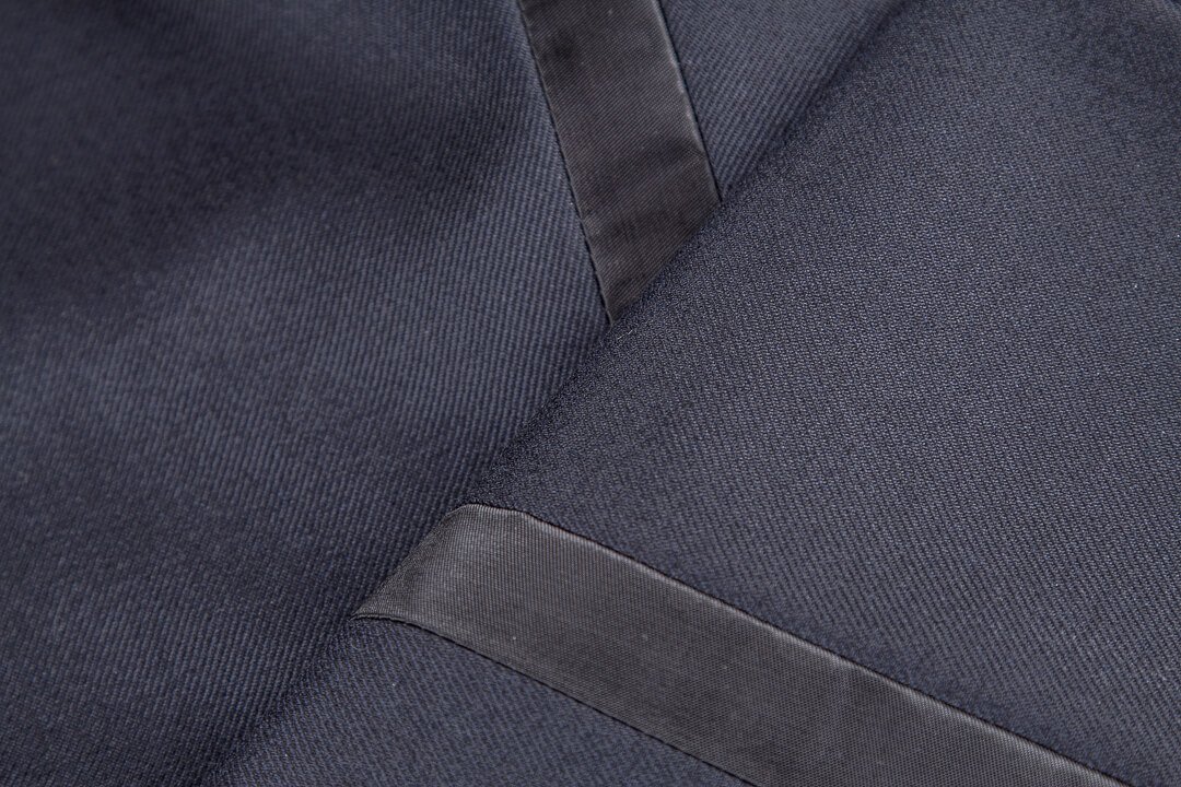 Tuxedo Smoking Trousers Bespoke Midnight Dark Navy Blue With Black Facing Holland &amp; Sherry 340grm