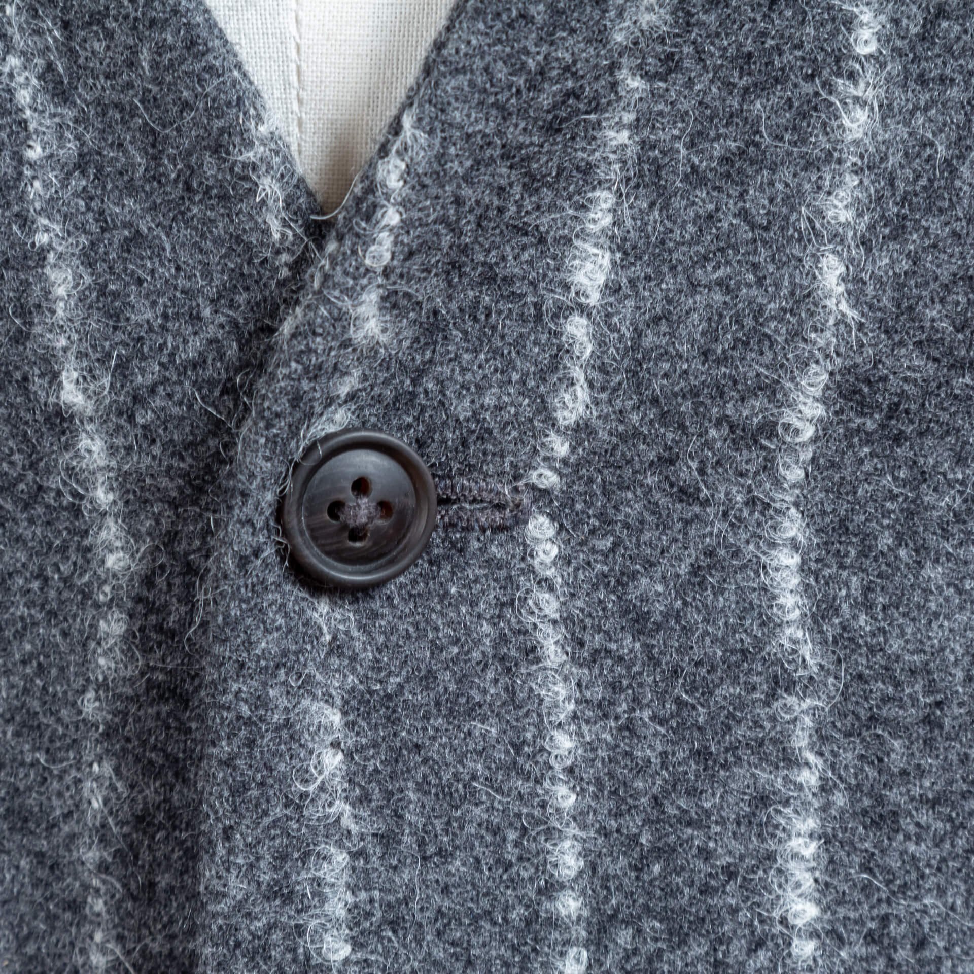 Waistcoat Unstructured Woollen Spun Chalkstripe Grey