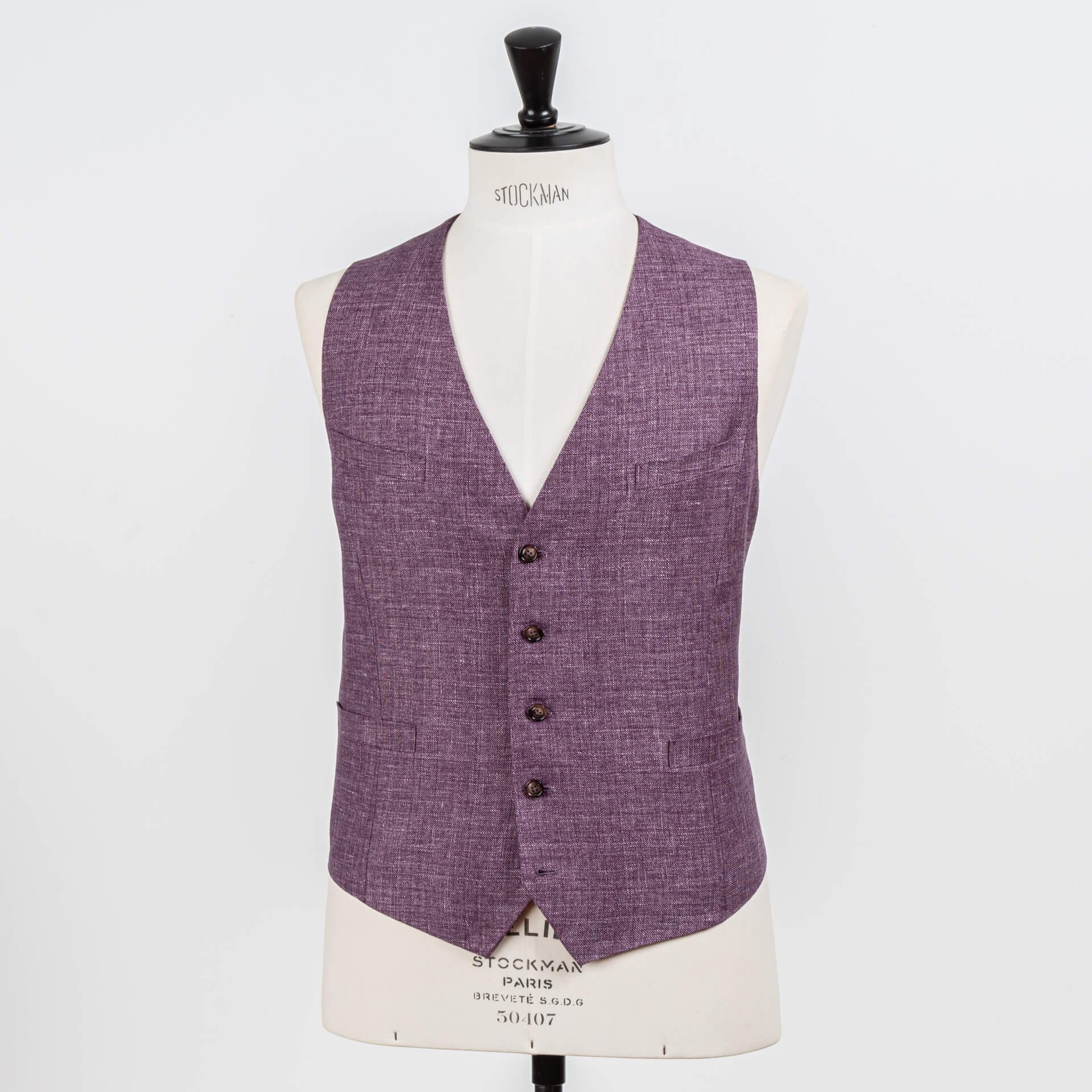 Waistcoat Purple Wool Linen Lightweight 260gms Huddersfield Fine Worsteds