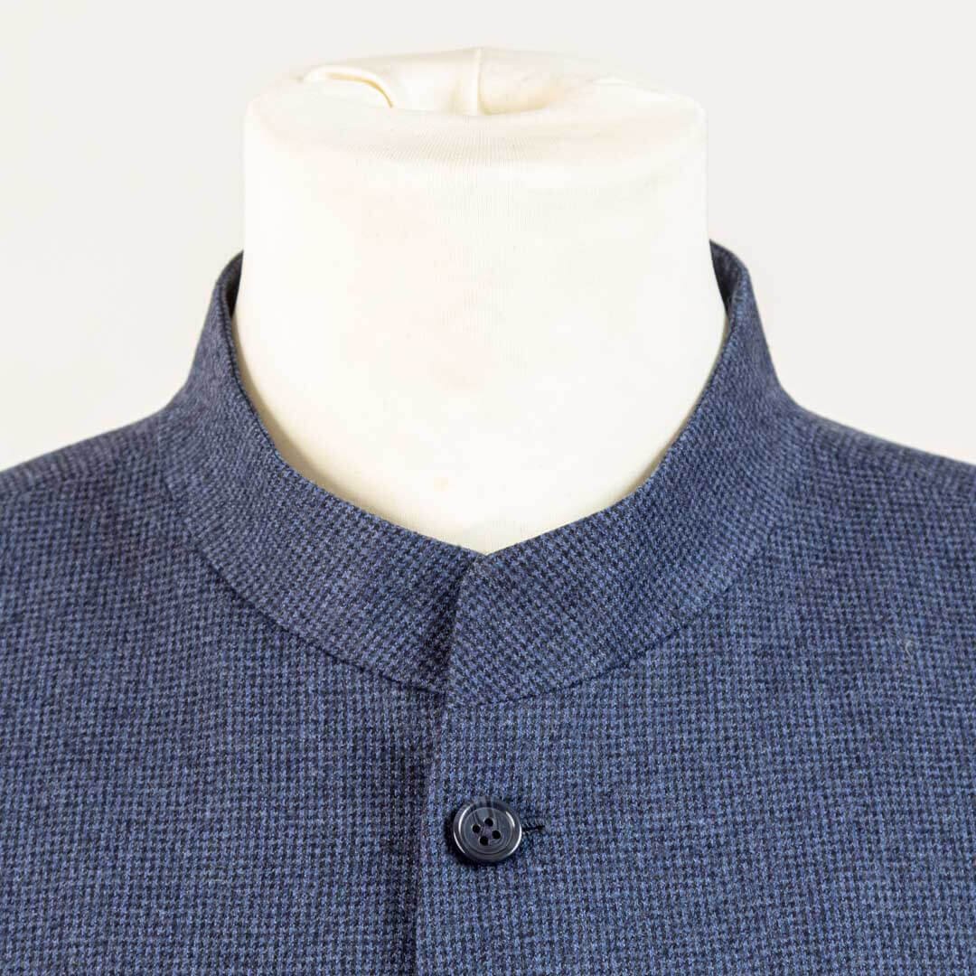  Nehru Stand Up Collar Waistcoat Blue Flannel