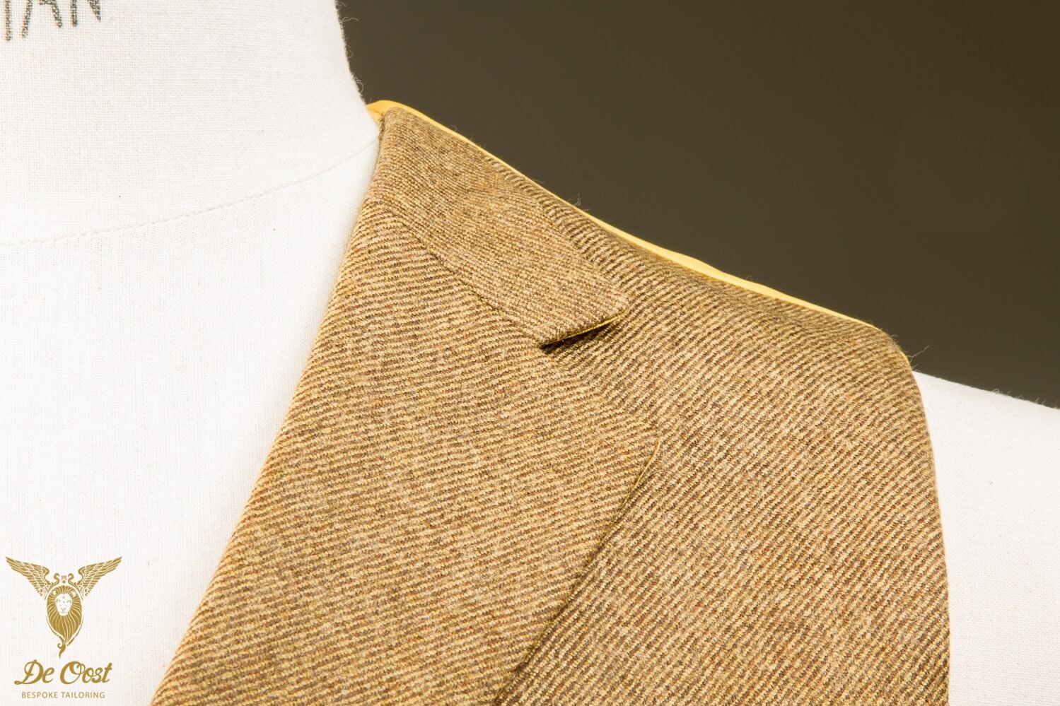 Hand Made Bespoke Yellow Ochre Tweed Double Breasted Waistcoat With Notch Lapel 8.jpg