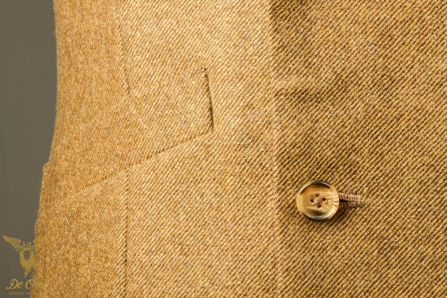 Hand Made Bespoke Yellow Ochre Tweed Double Breasted Waistcoat With Notch Lapel 1.jpg