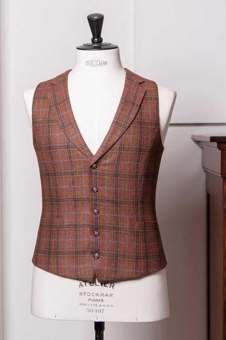 Hand Tailored Waistcoat With Notch Lapel Burnt Orange Sherry Cash Holland & Sherry 2.jpg