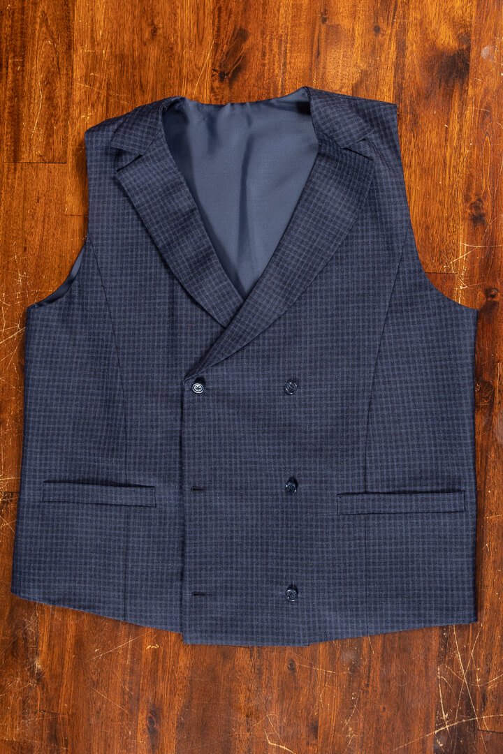 Bespoke Travelling Double Breasted Waistcoat Crease Free Navy Shadow ...