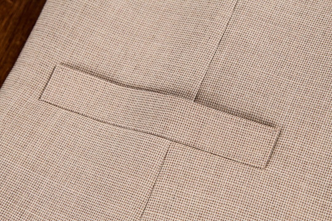 Sand Colour Oatmeal Barley Corn Crease Free Waistcoat Pinhead Nailhead With Fabric Back