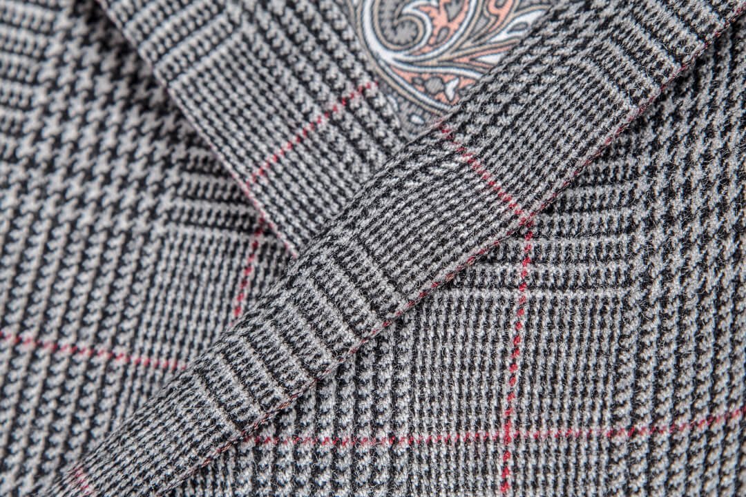 Waistcoat Double Breasted Glen Check With Paisley Lining Red Buttons ...