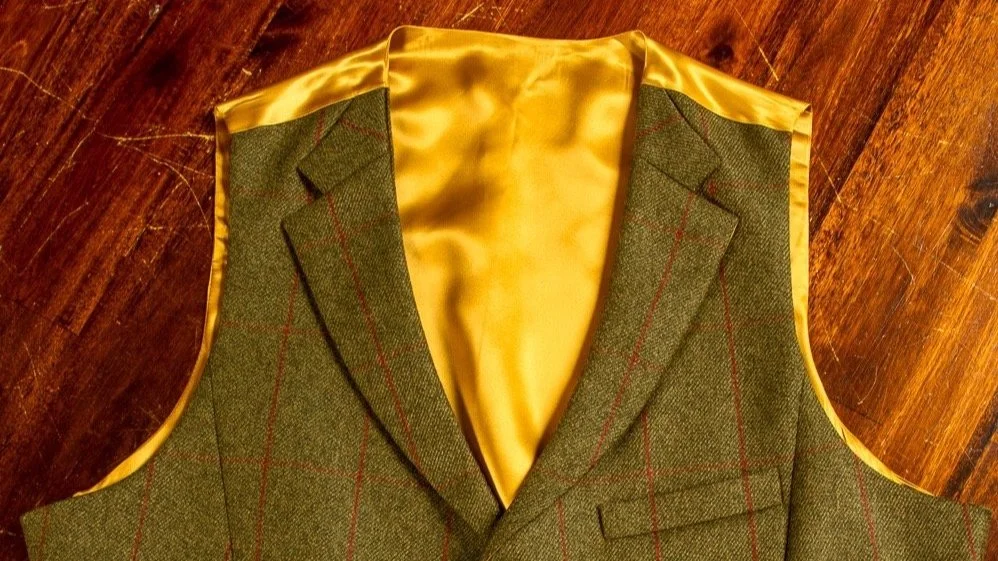 Hand+Made+Waistcoat+In+Tweed+Fern+Twill+Red+Check+And+Yellow+Lining+4.jpg