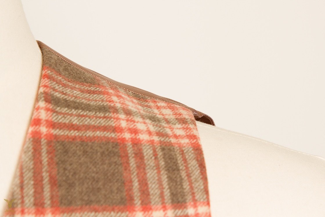 Waistcoat Terracotta Plaid Check Cashmere Super 100's Wool