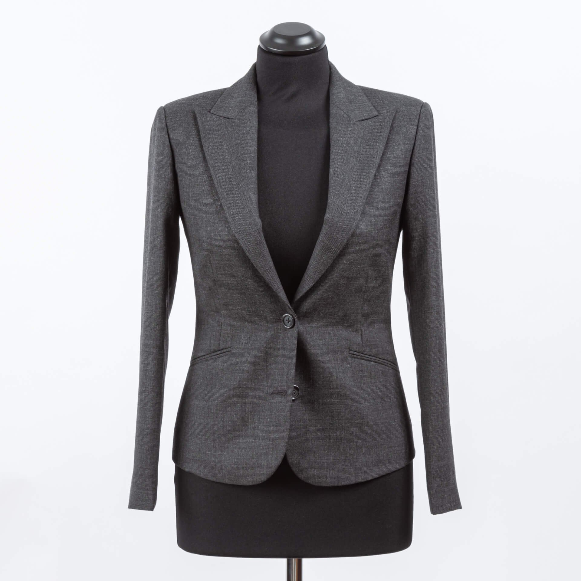 Suit/ Pantsuit Wool Charcoal Glen Check