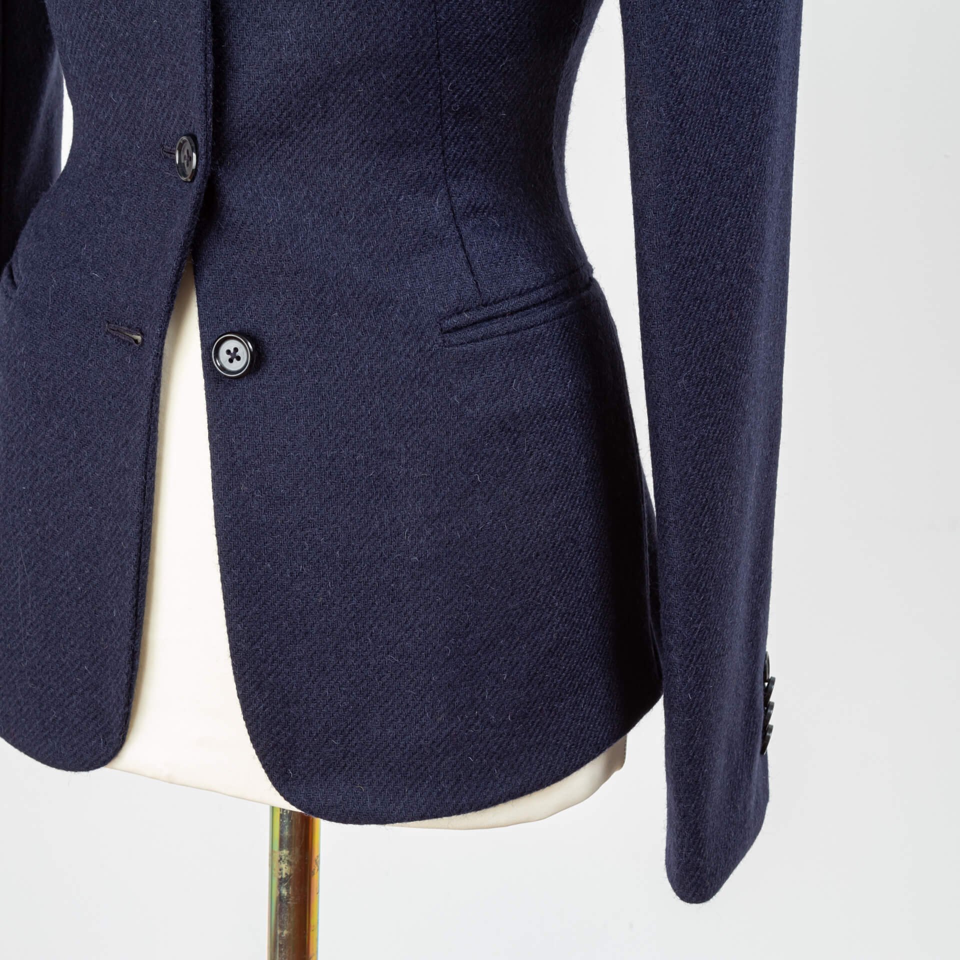 Ladies Jacket with Stand-Up Collar in Navy Tweed
