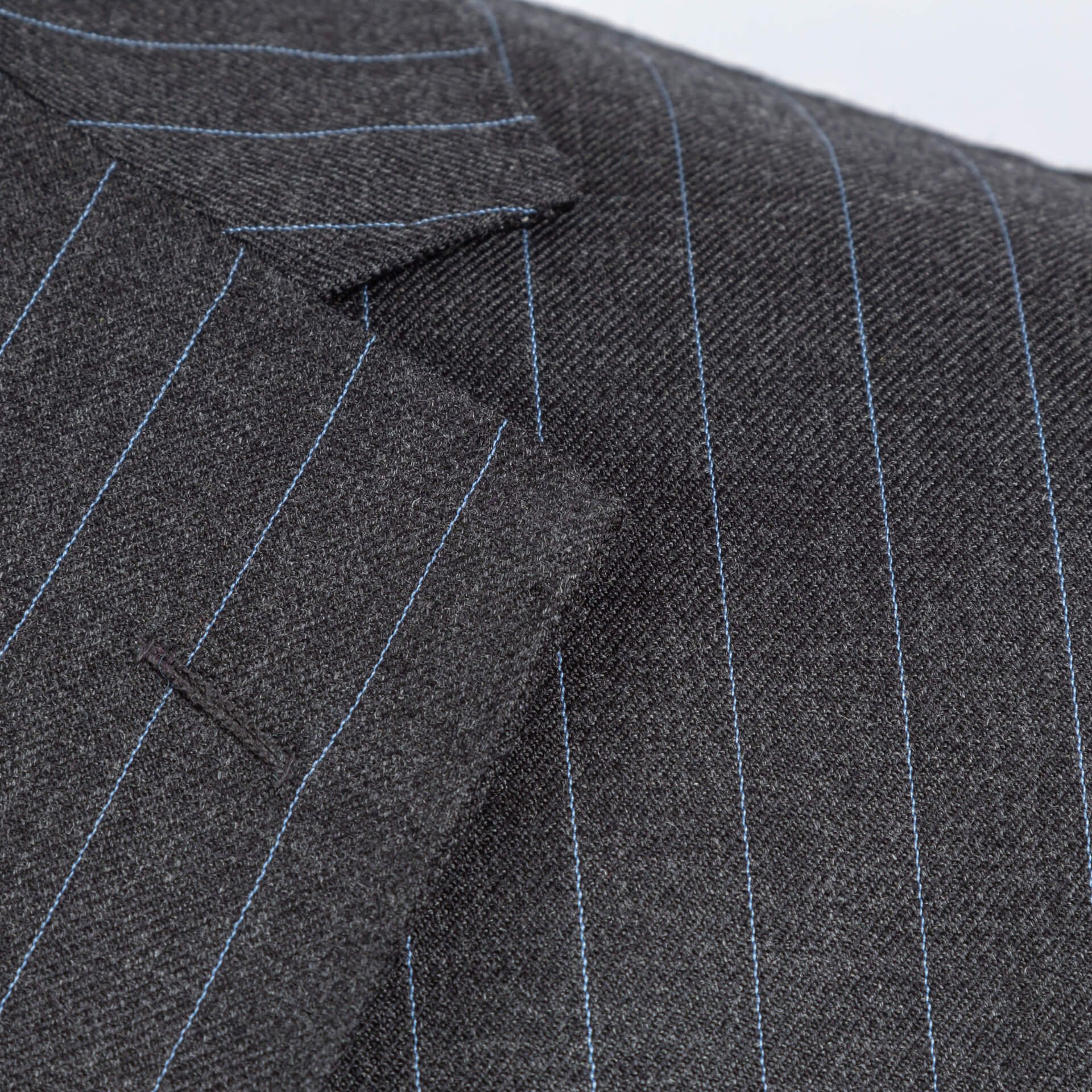 Charcoal Suit Slate Blue Pinstripe — De Oost Bespoke Tailoring
