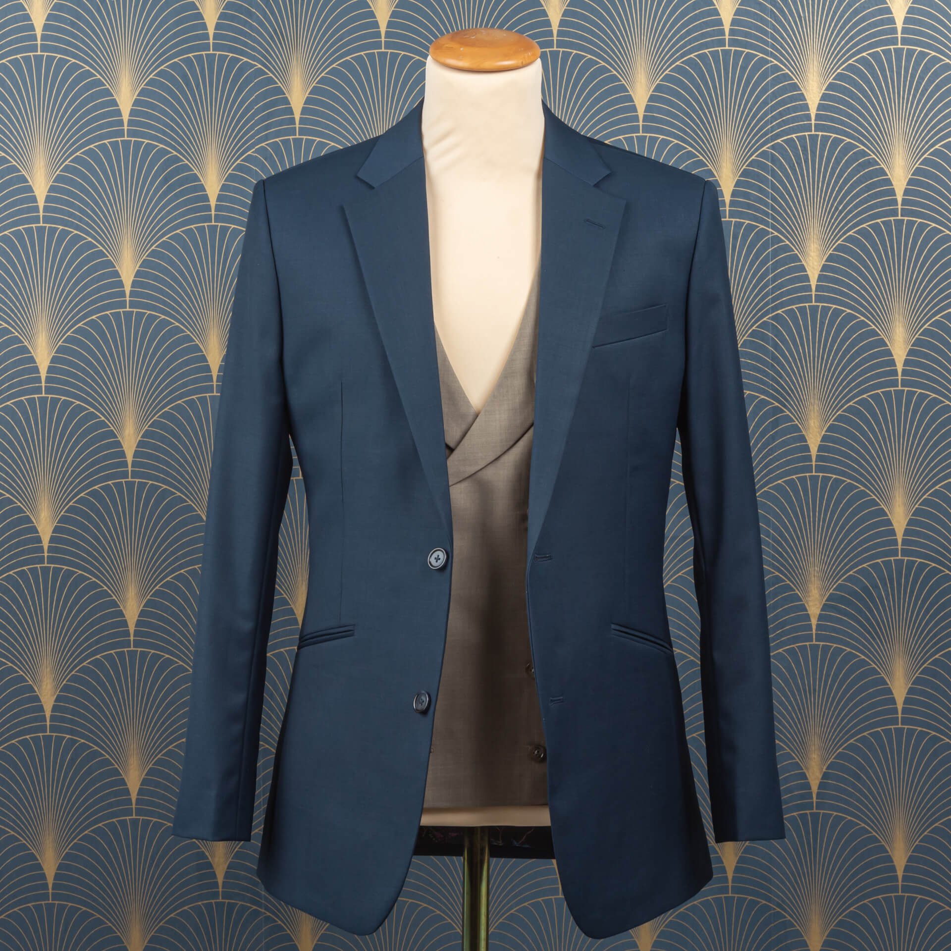 Teal Blue Suit with Toffee Brown Double Breasted Waistcoat 2.jpg