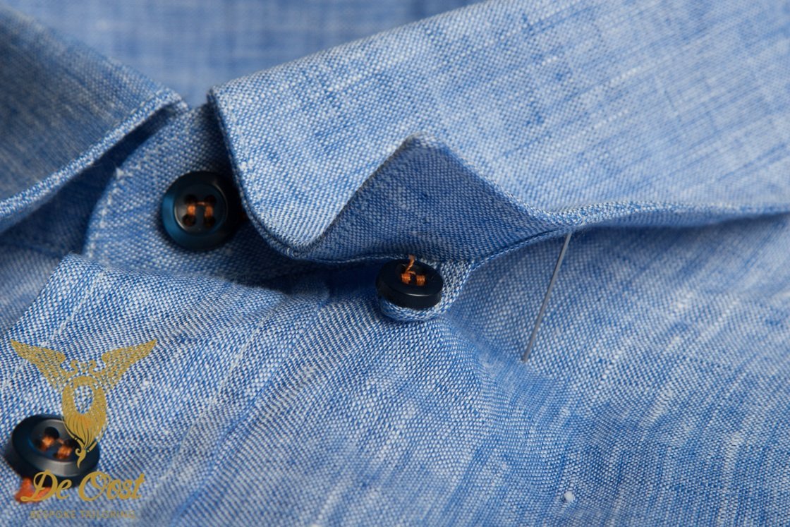 Maatshirt Hand Gemaakt Blauw Linnen Button Down Kraag Gehoekt Manchet-6.jpg