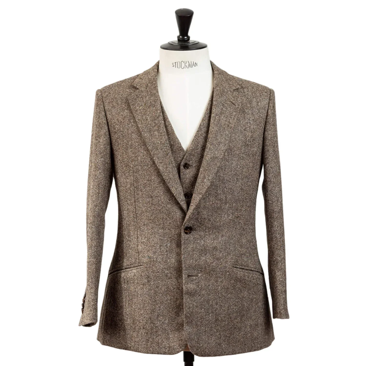 Shetland tweed three-piece wedding suit