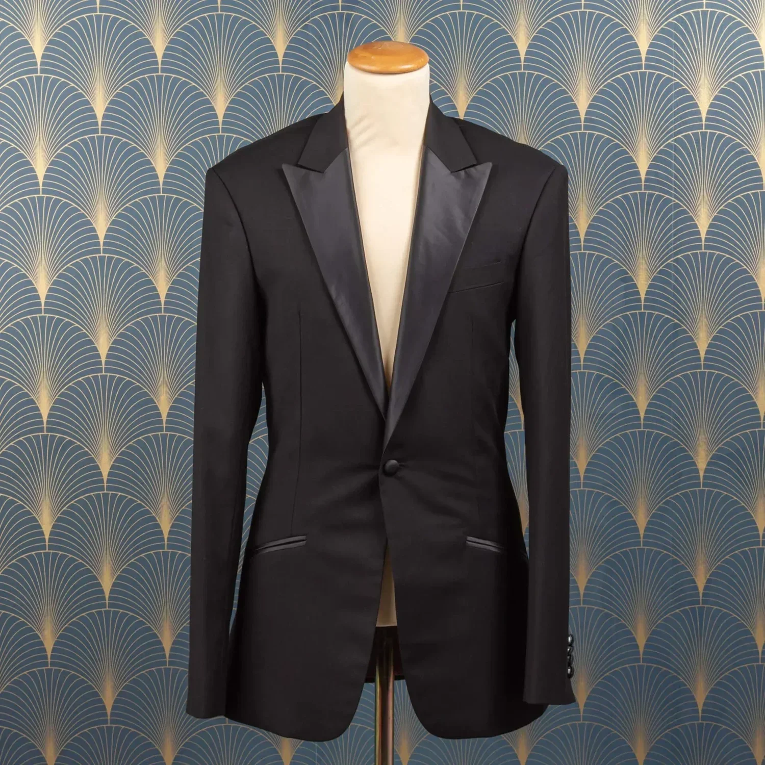 Black groom tuxedo with satin lapels