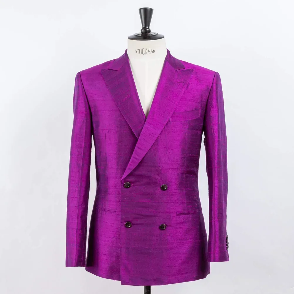 Magenta silk dinner jacket for wedding