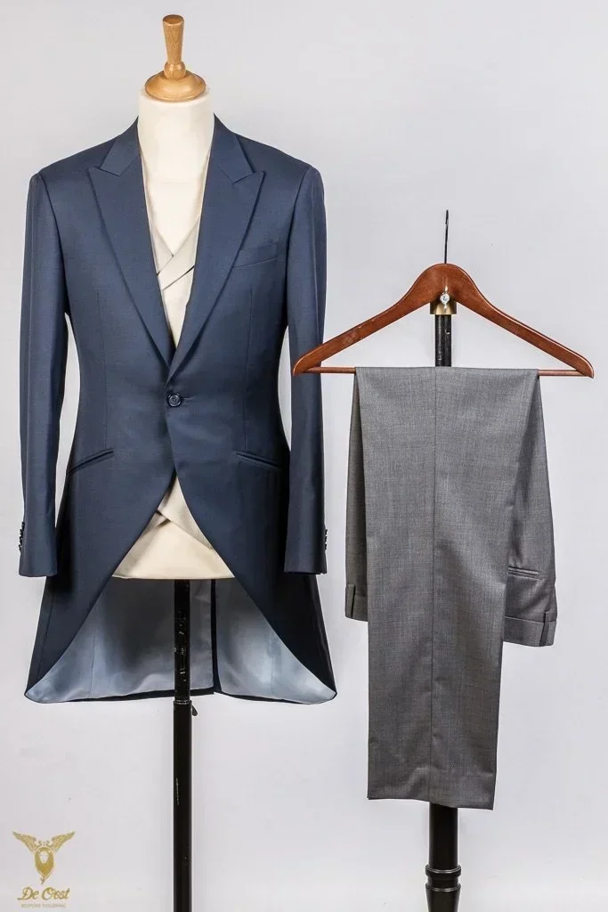 Royal blue frock coat for groom wedding