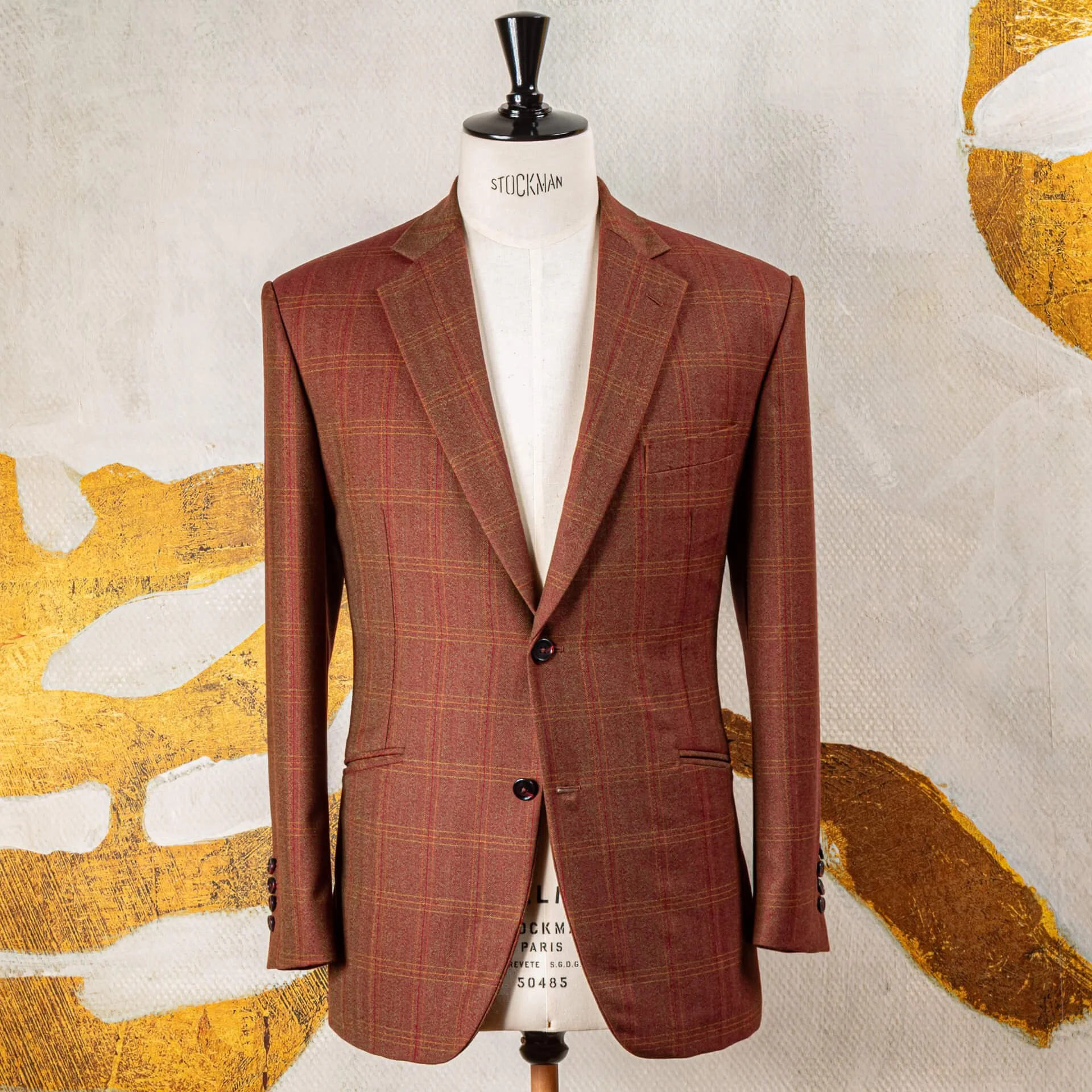 Burnt orange checked wedding suit bespoke