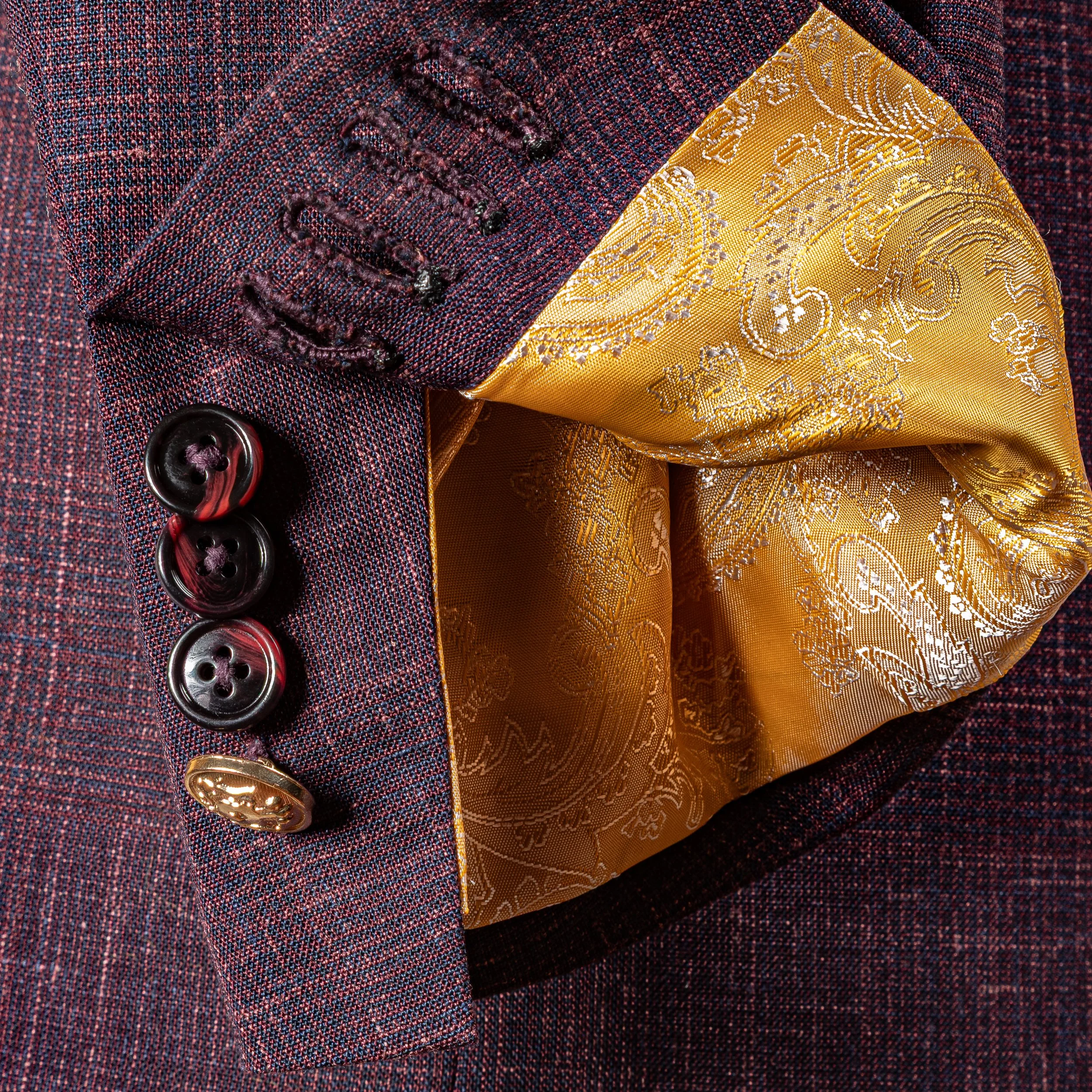 Bespoke Wedding Suit Aubergine, Wool, Linen and Silk (Caccioppoli Napoli)-13.jpg