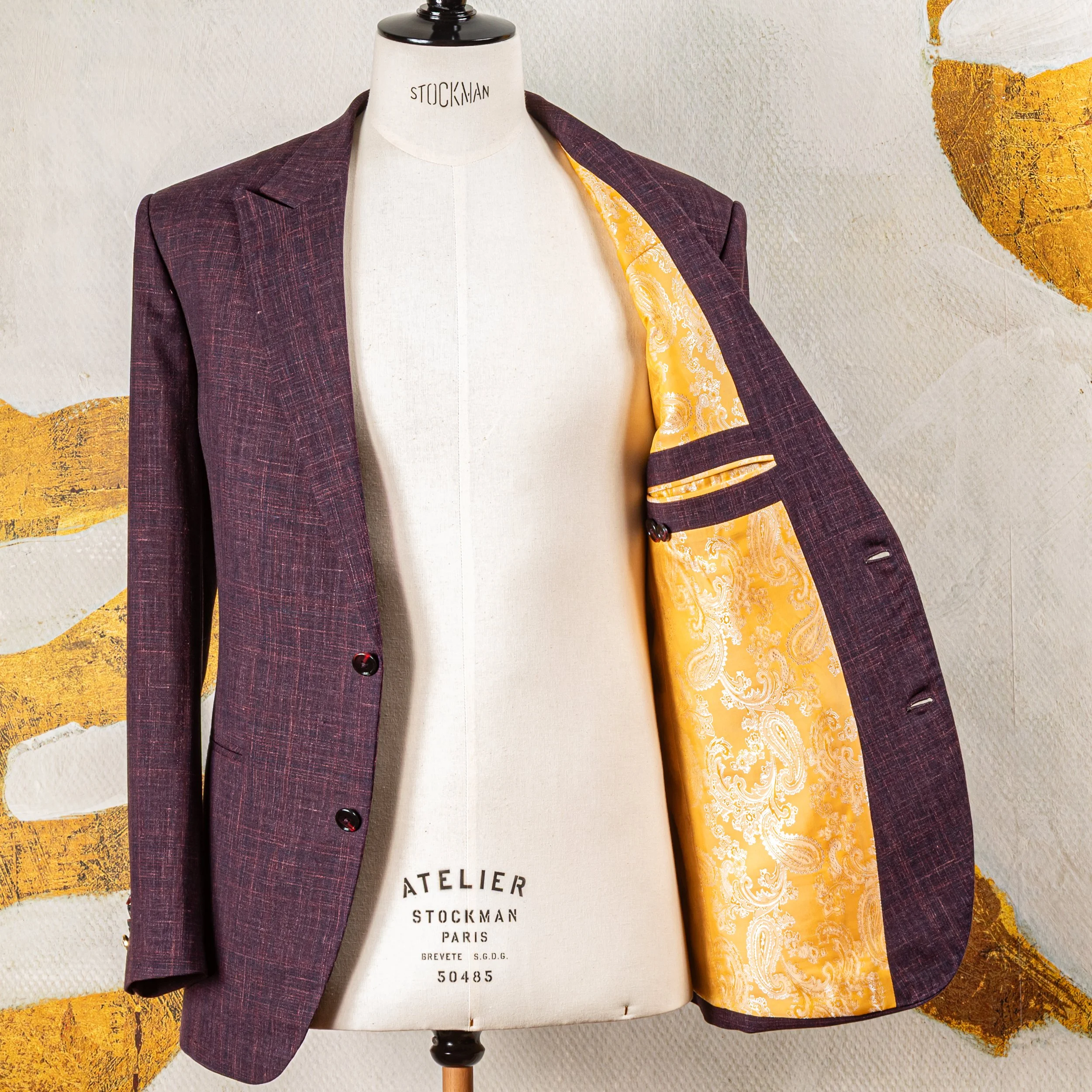 Bespoke Wedding Suit Aubergine, Wool, Linen and Silk (Caccioppoli Napoli)-15.jpg