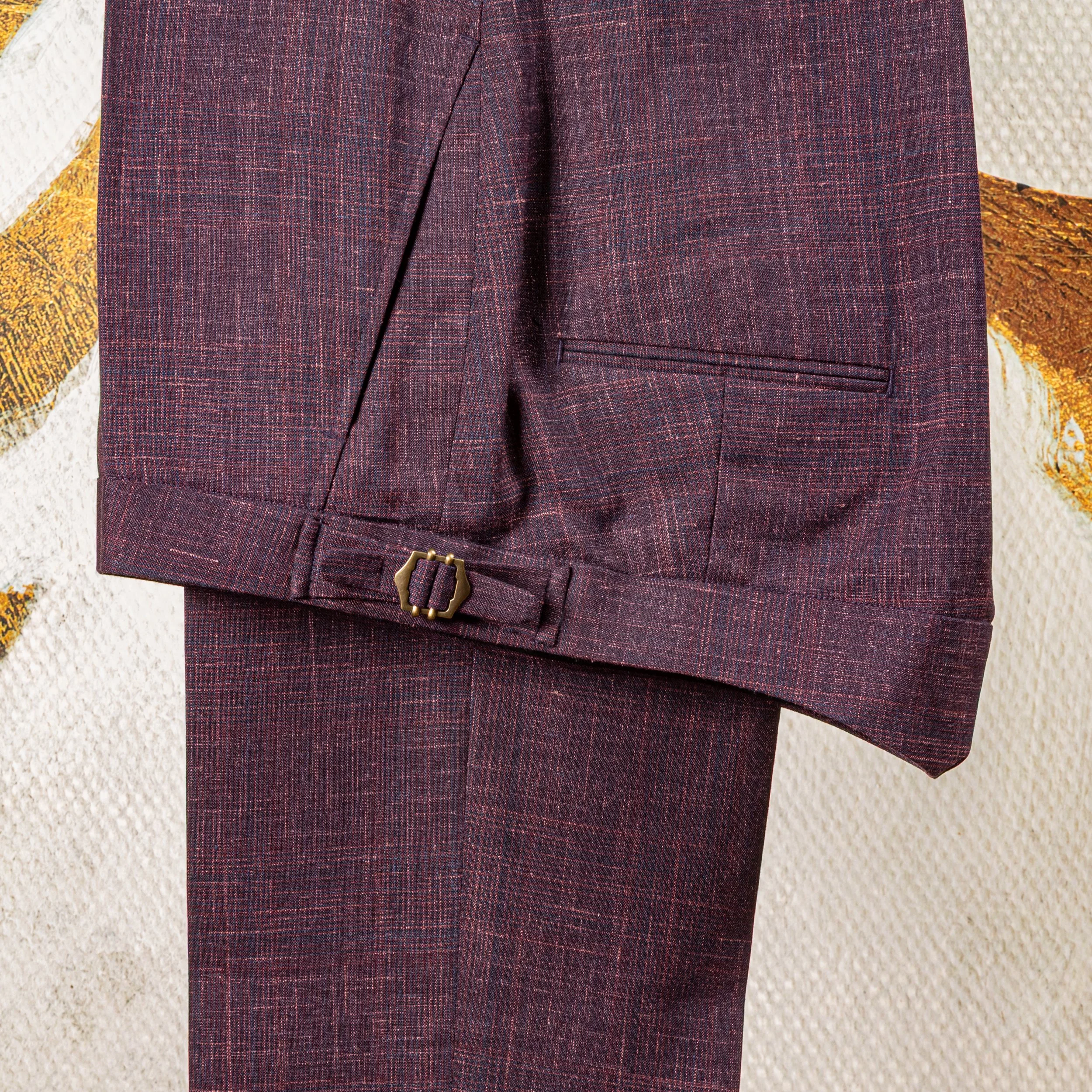 Bespoke Wedding Suit Aubergine, Wool, Linen and Silk (Caccioppoli Napoli)-18.jpg