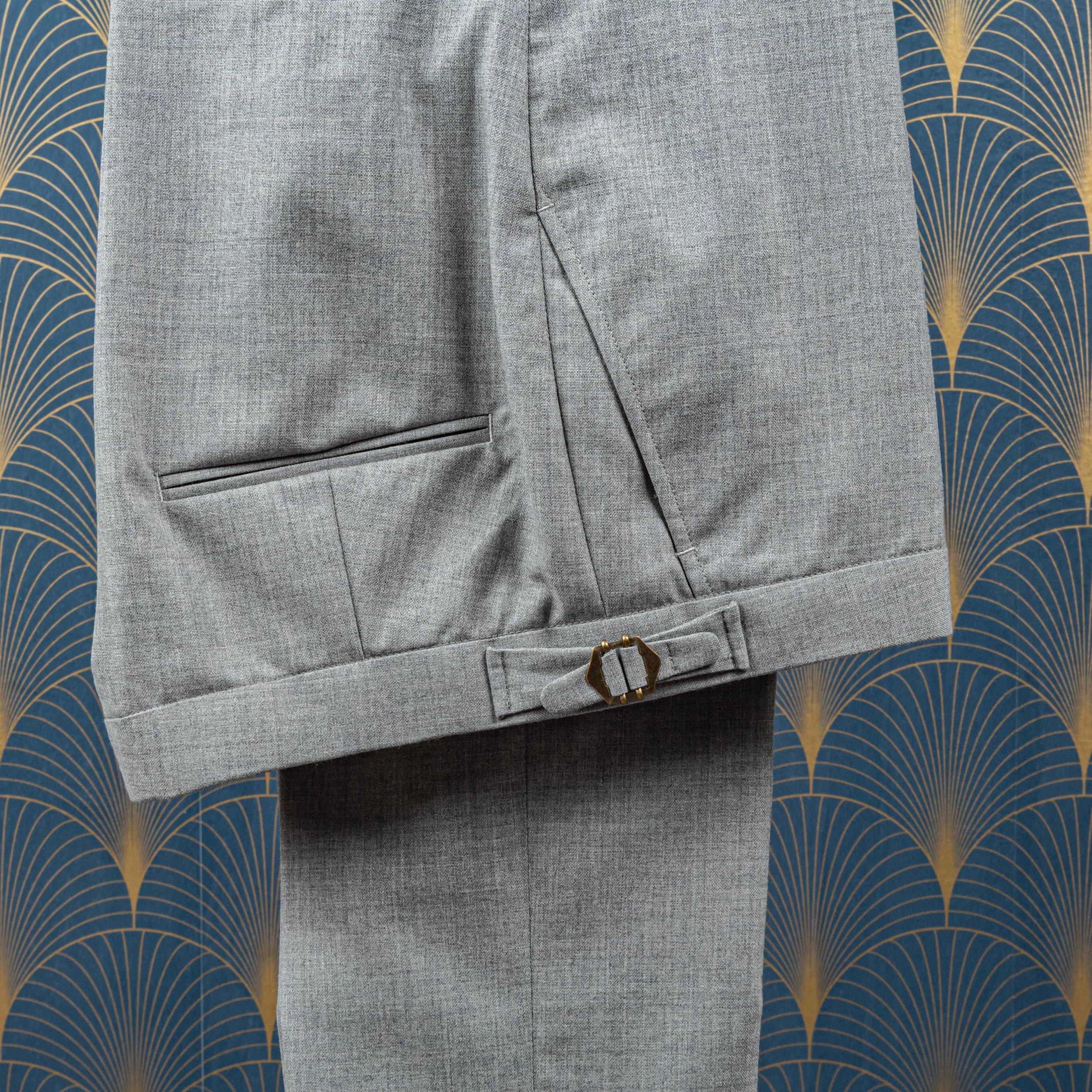 Light Grey Bespoke Wedding Suit with a Blue Waistcoat - Holland & Sherry-17.jpg