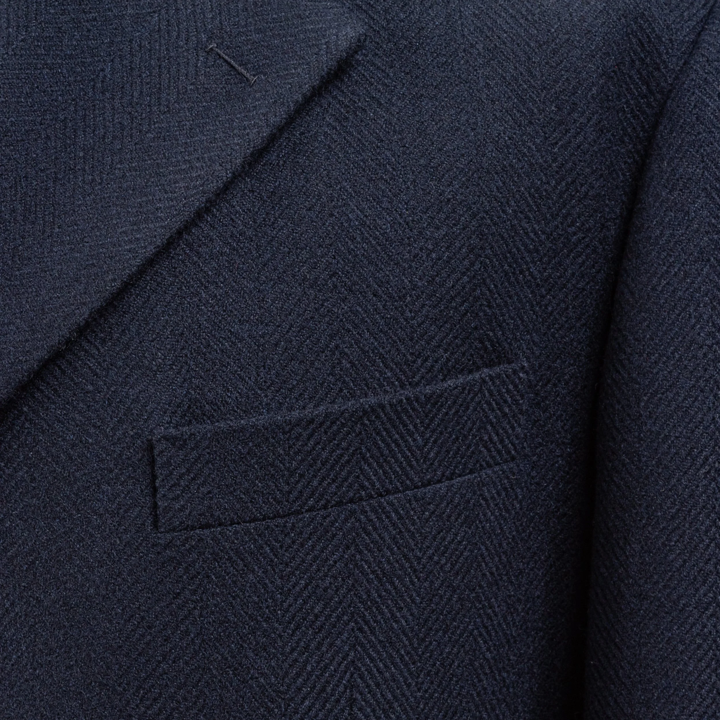 Classic bespoke overcoat in navy herringbone - Caccioppoli Cashmere & Wool-6.jpg