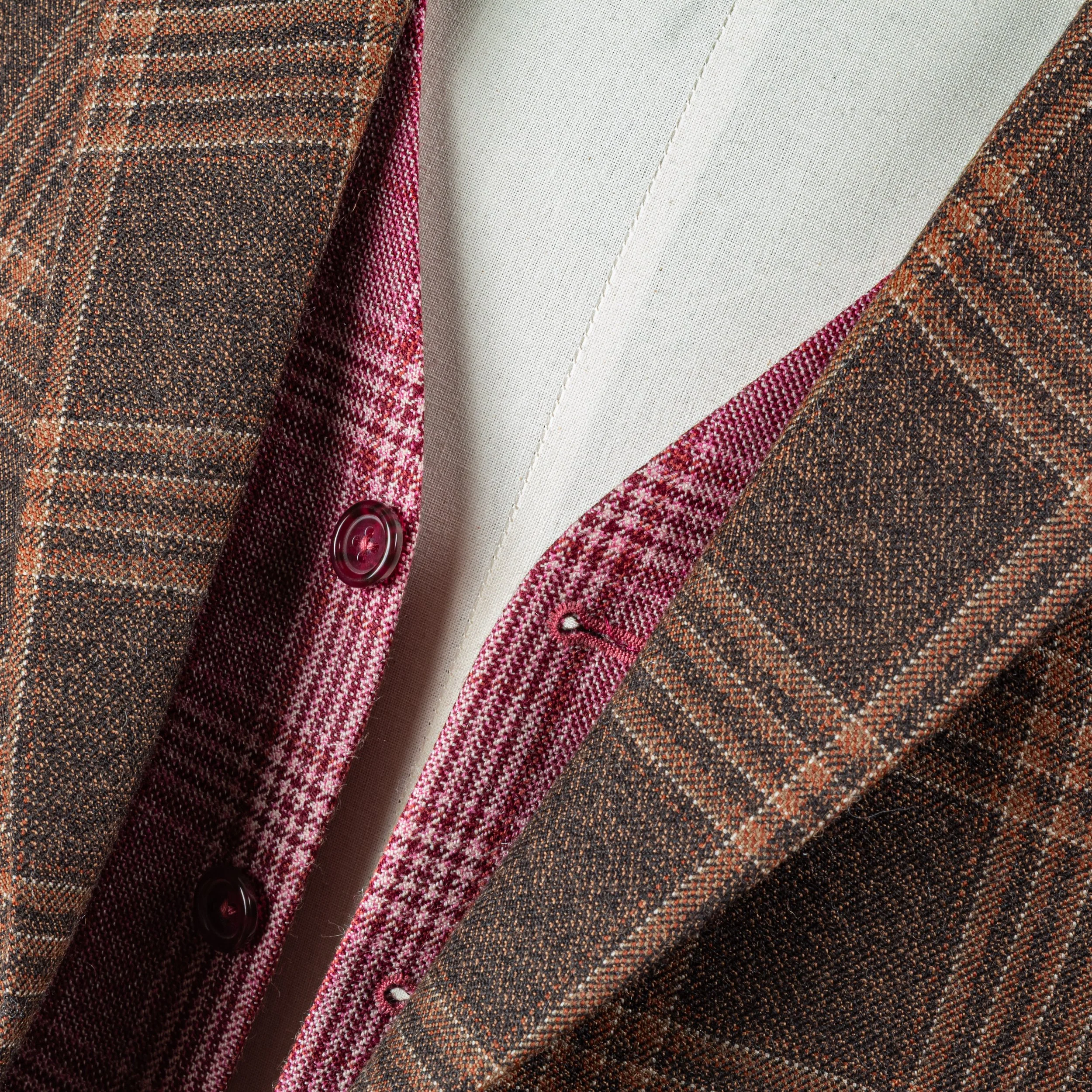 3-piece bespoke tweed suit with pink waistcoat - Holland & Sherry Moorland Tweed-2.jpg