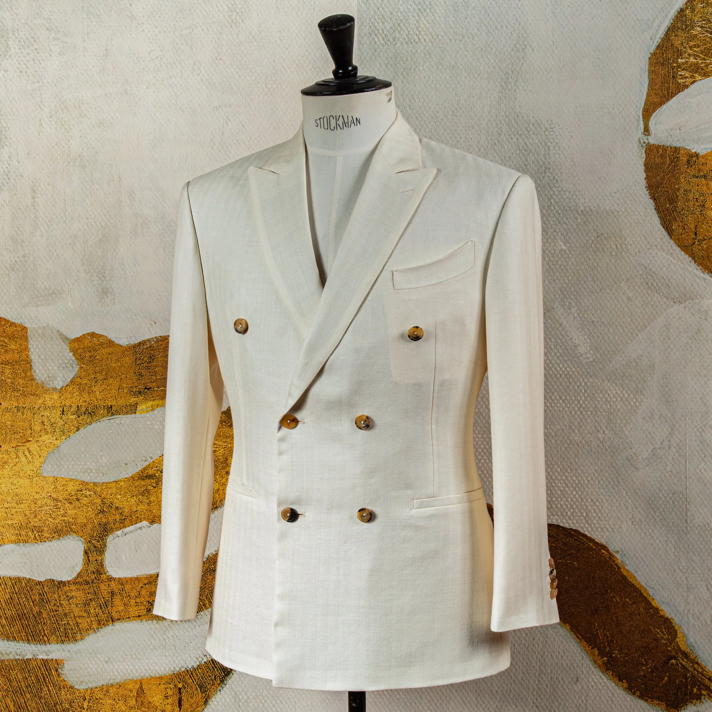 Double Breasted bespoke wedding suit in cream - Caccioppoli Napoli-2.jpg