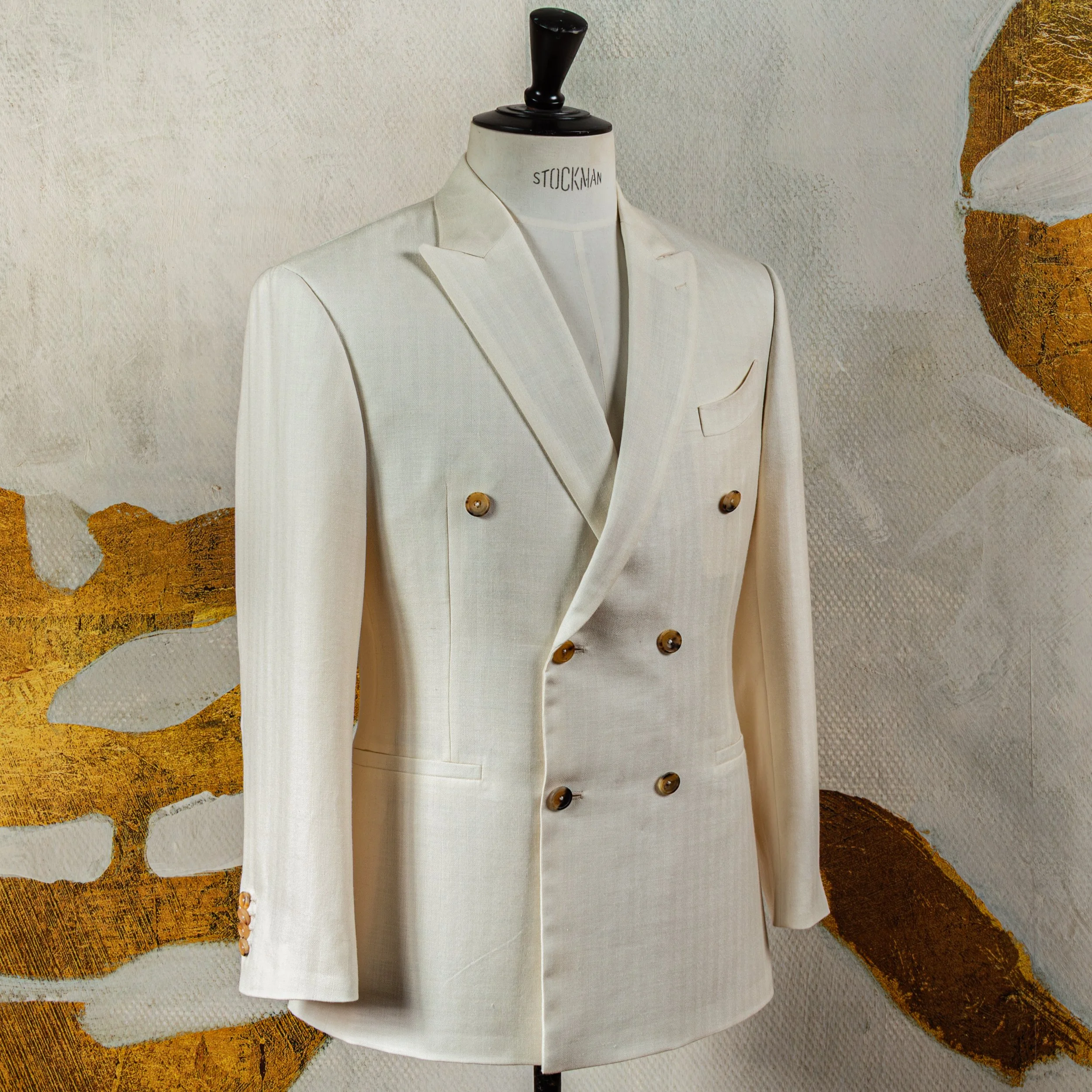 Double Breasted bespoke wedding suit in cream - Caccioppoli Napoli-3.jpg