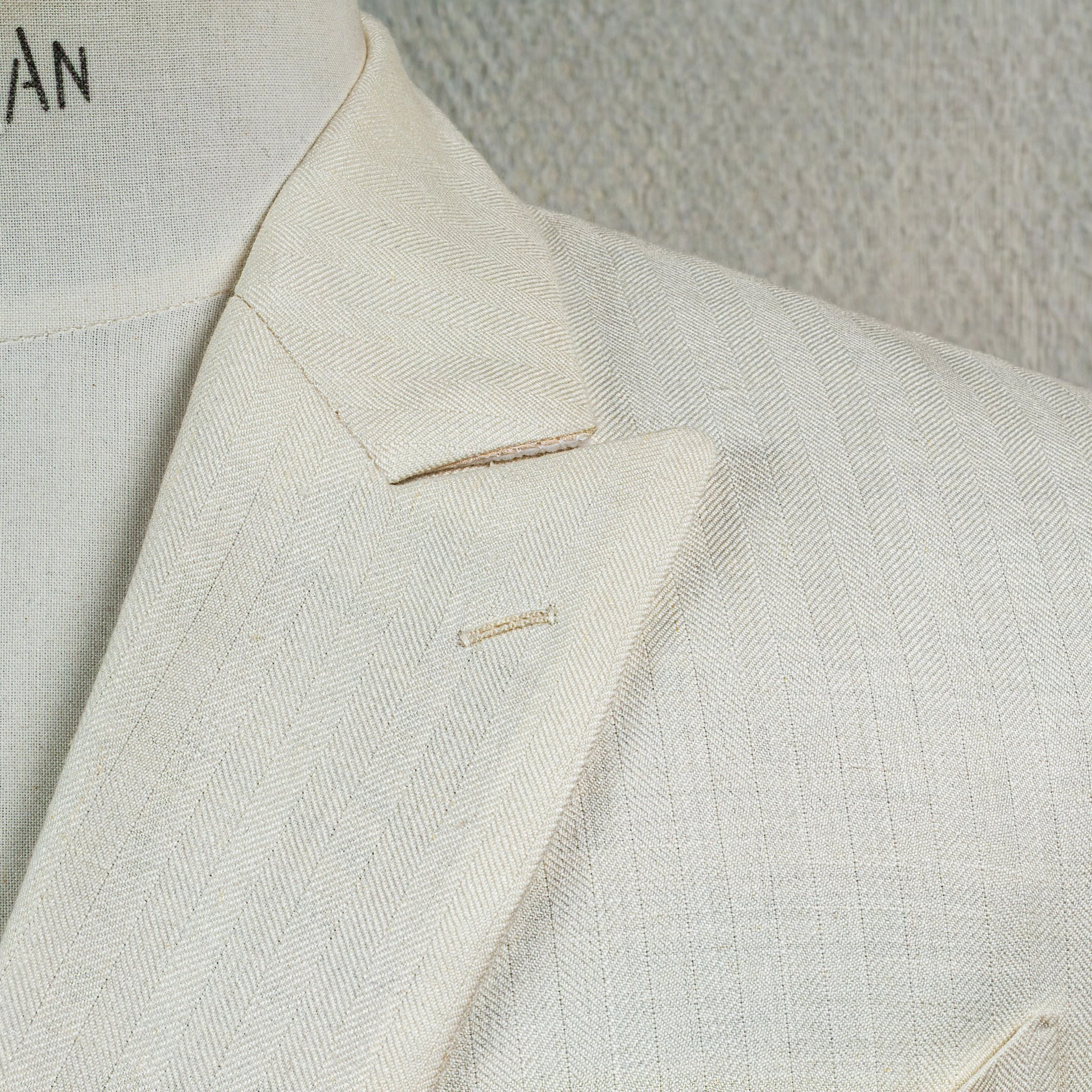 Double Breasted bespoke wedding suit in cream - Caccioppoli Napoli-5.jpg
