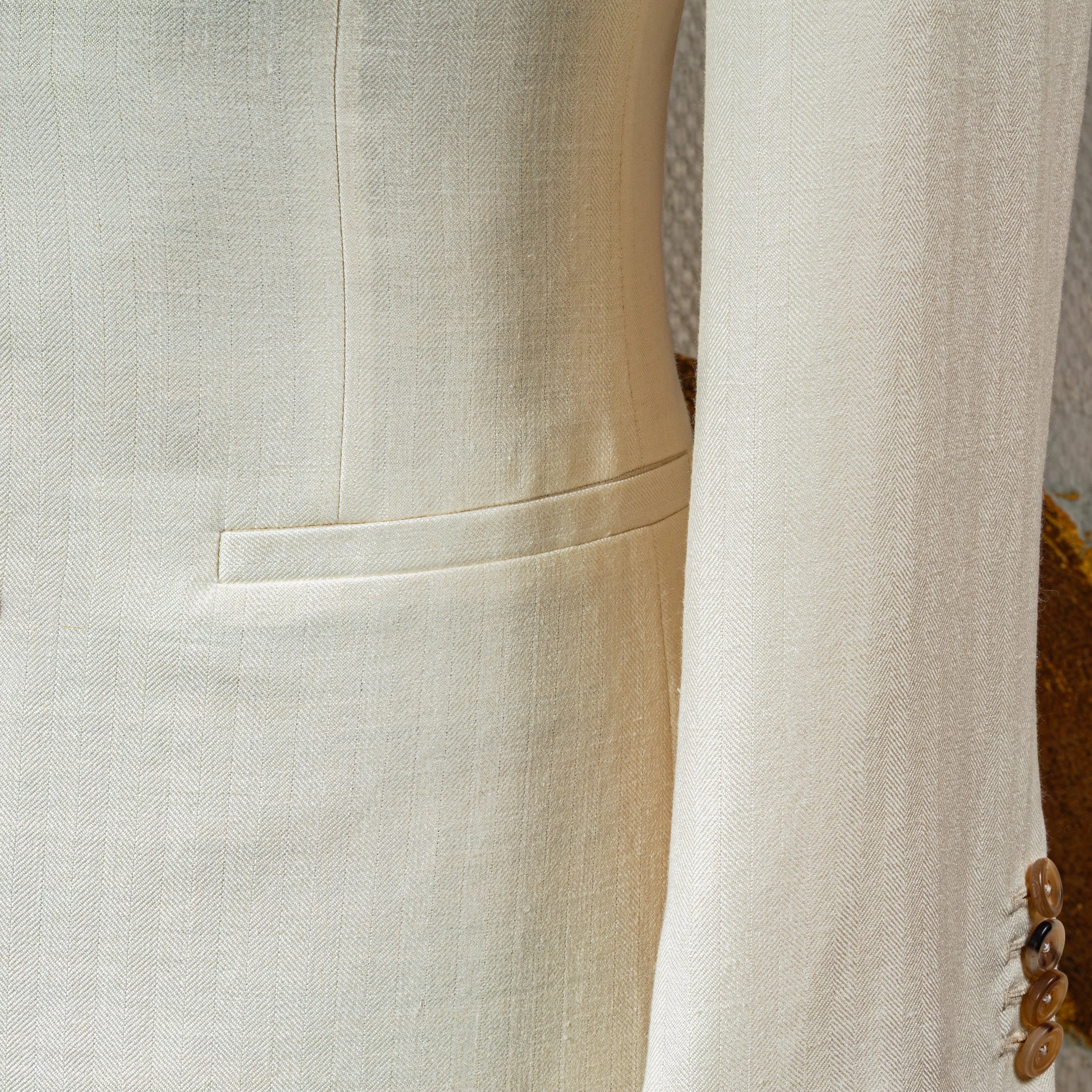 Double Breasted bespoke wedding suit in cream - Caccioppoli Napoli-11.jpg