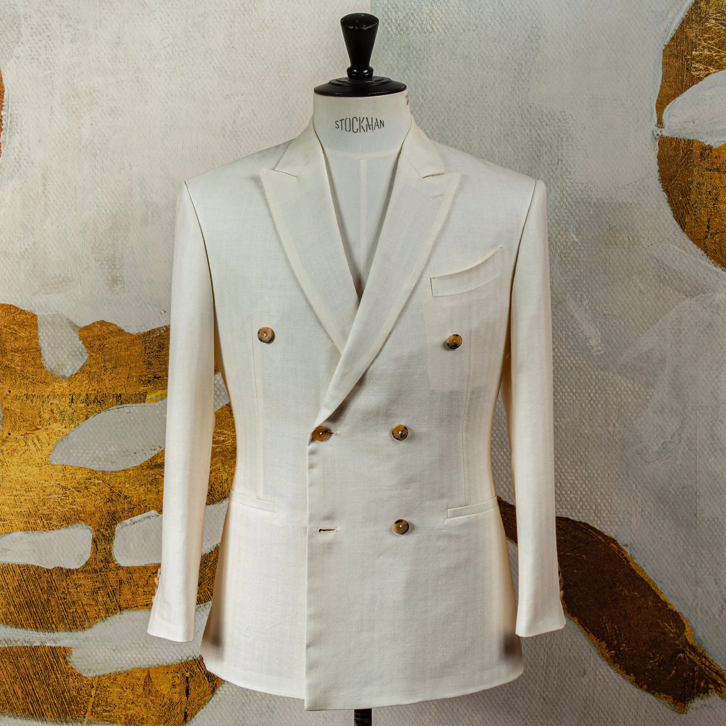 Double Breasted bespoke wedding suit in cream - Caccioppoli Napoli-15.jpg