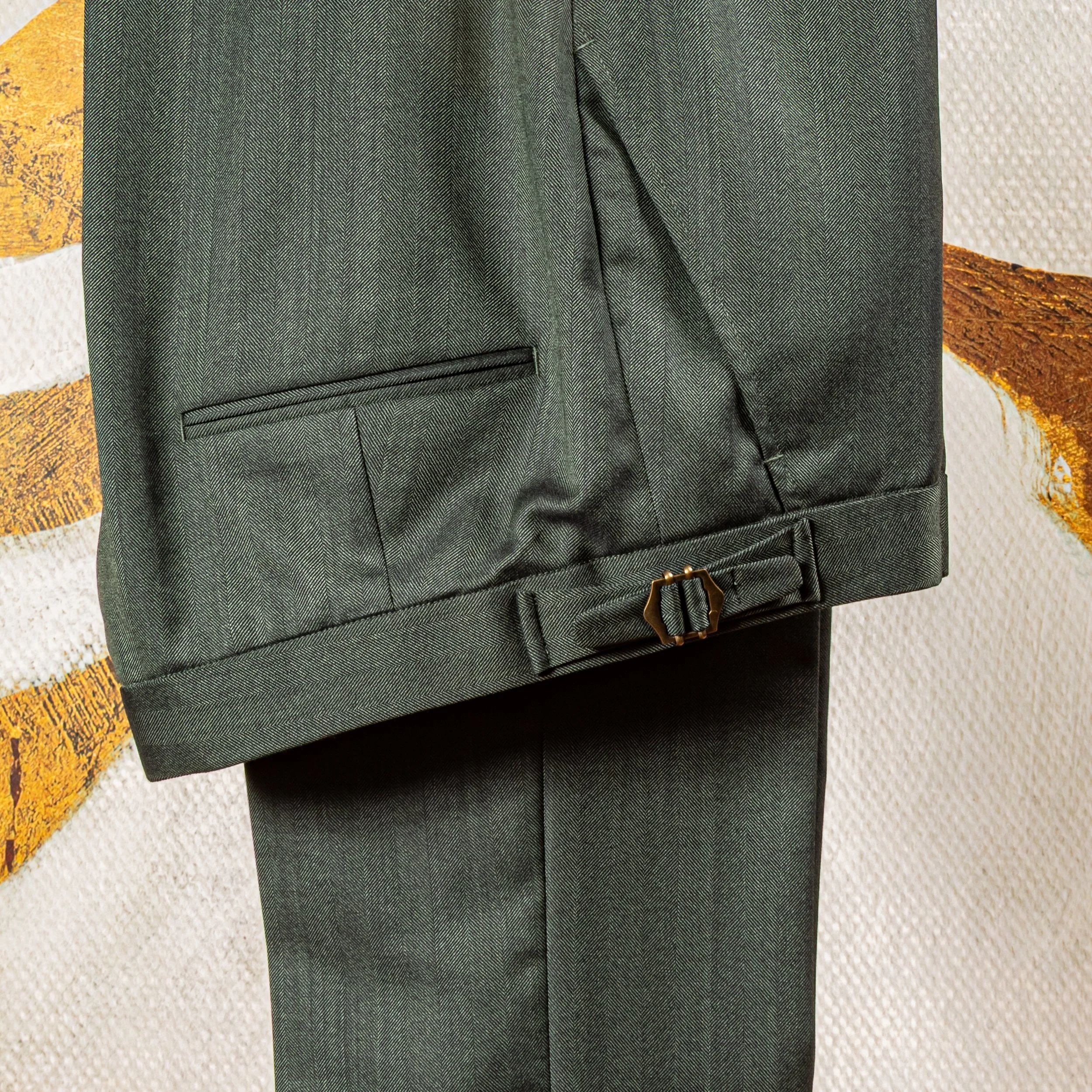 Green Wedding Suit in Herringbone Merino Summer Wool - Caccioppoli Napoli-28.jpg