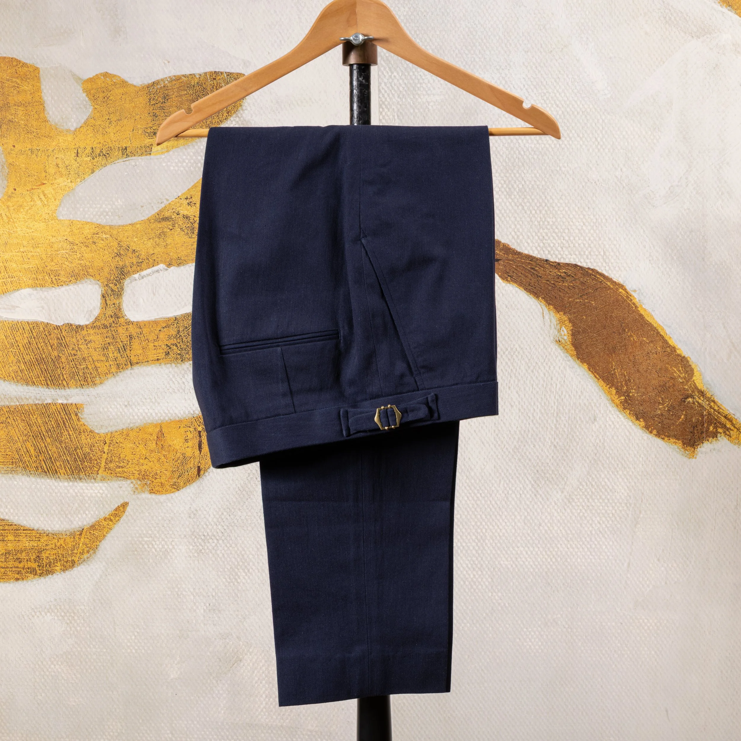 Dark indigo bespoke trousers in cotton - Caccioppoli Napoli-1.jpg