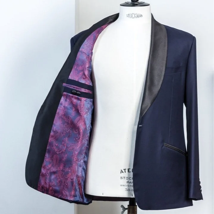 New Tazio Birdseye Textured Black Tuxedo | Shawl Collar Satin Trim 3-Piece