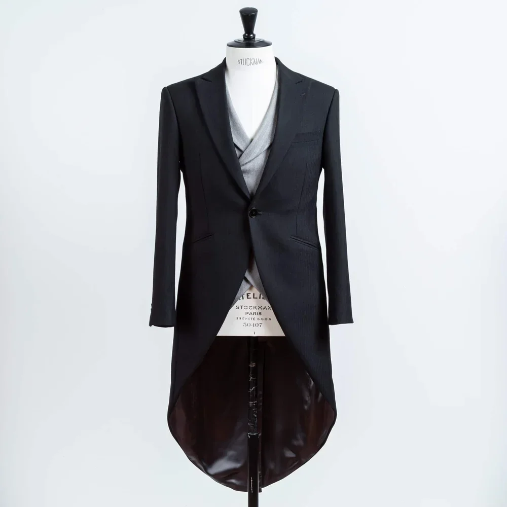 Black morning coat with grey waistcoat - classic wedding suit groom bespoke Amsterdam