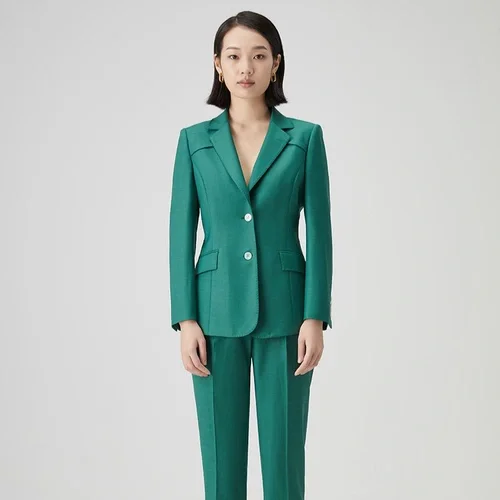 Green women's suit - elegant tailored pantsuit