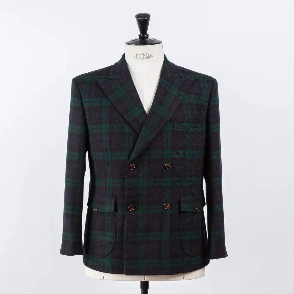 Tartan double breasted dinner jacket men Blackwatch bespoke - Scottish groom blazer Amsterdam