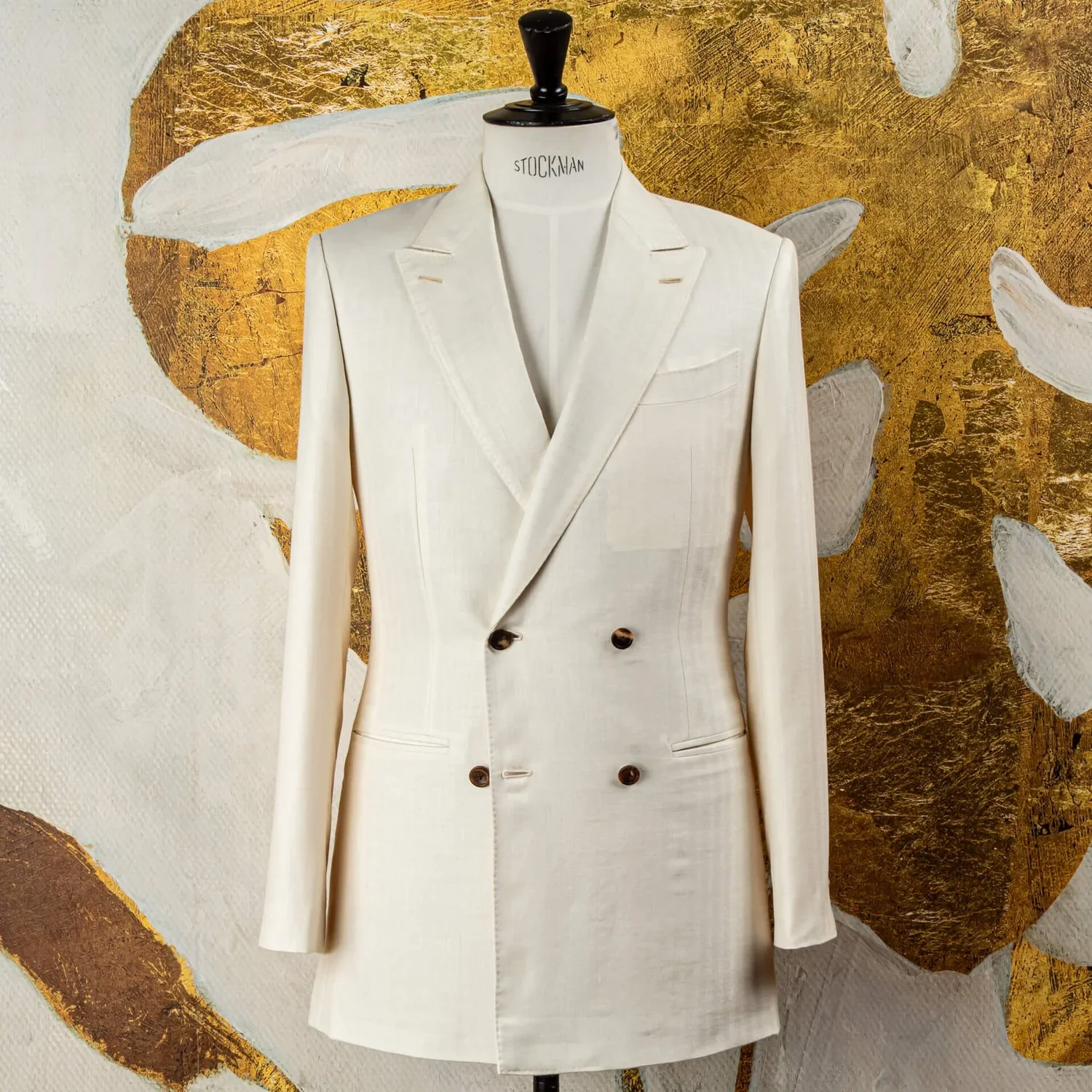 White double breasted wedding suit men in wool linen silk Caccioppoli - elegant summer bespoke groom suit Amsterdam