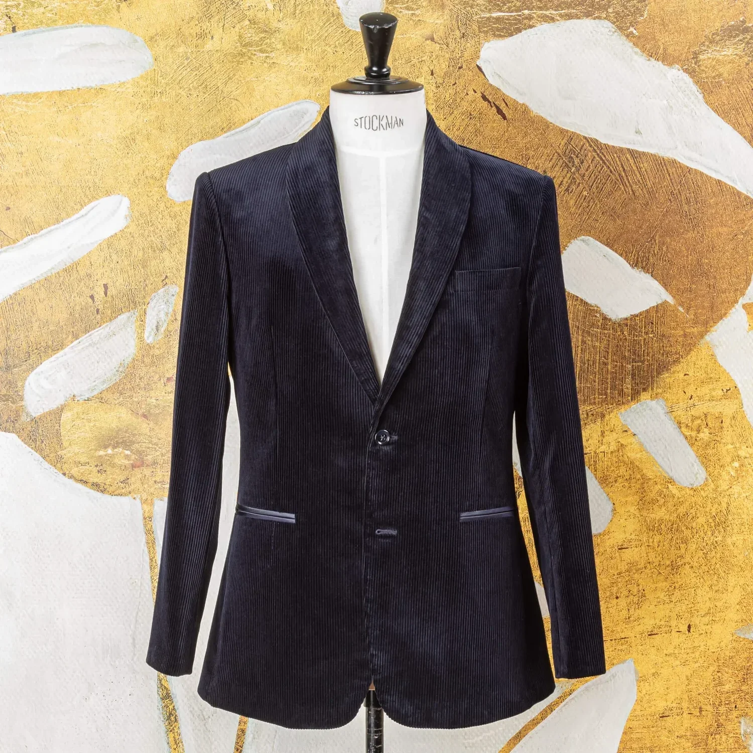 Navy corduroy dinner jacket men bespoke with peak lapels - unique groom blazer Amsterdam