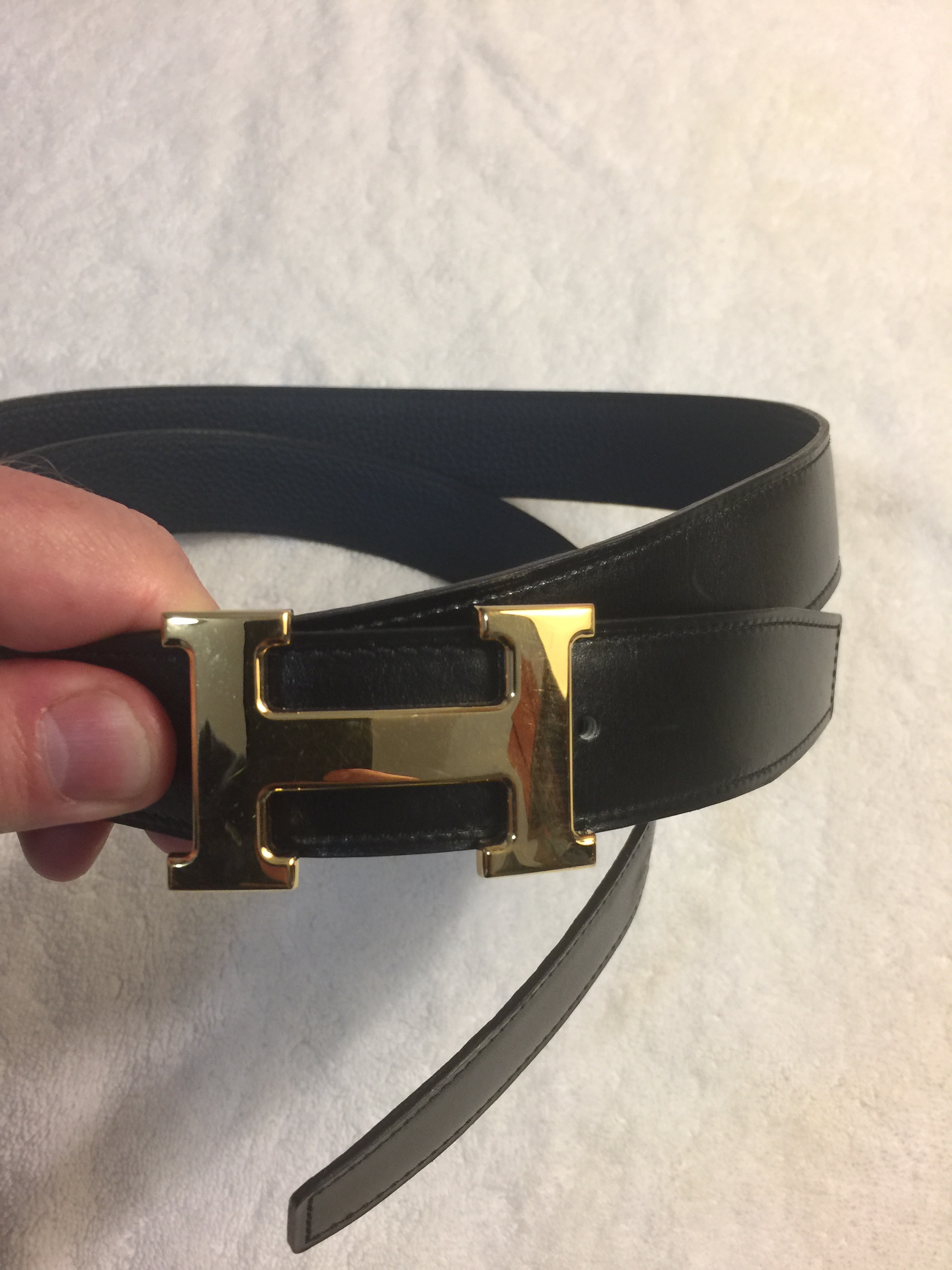 Hermes Gold H buckle with reversible 