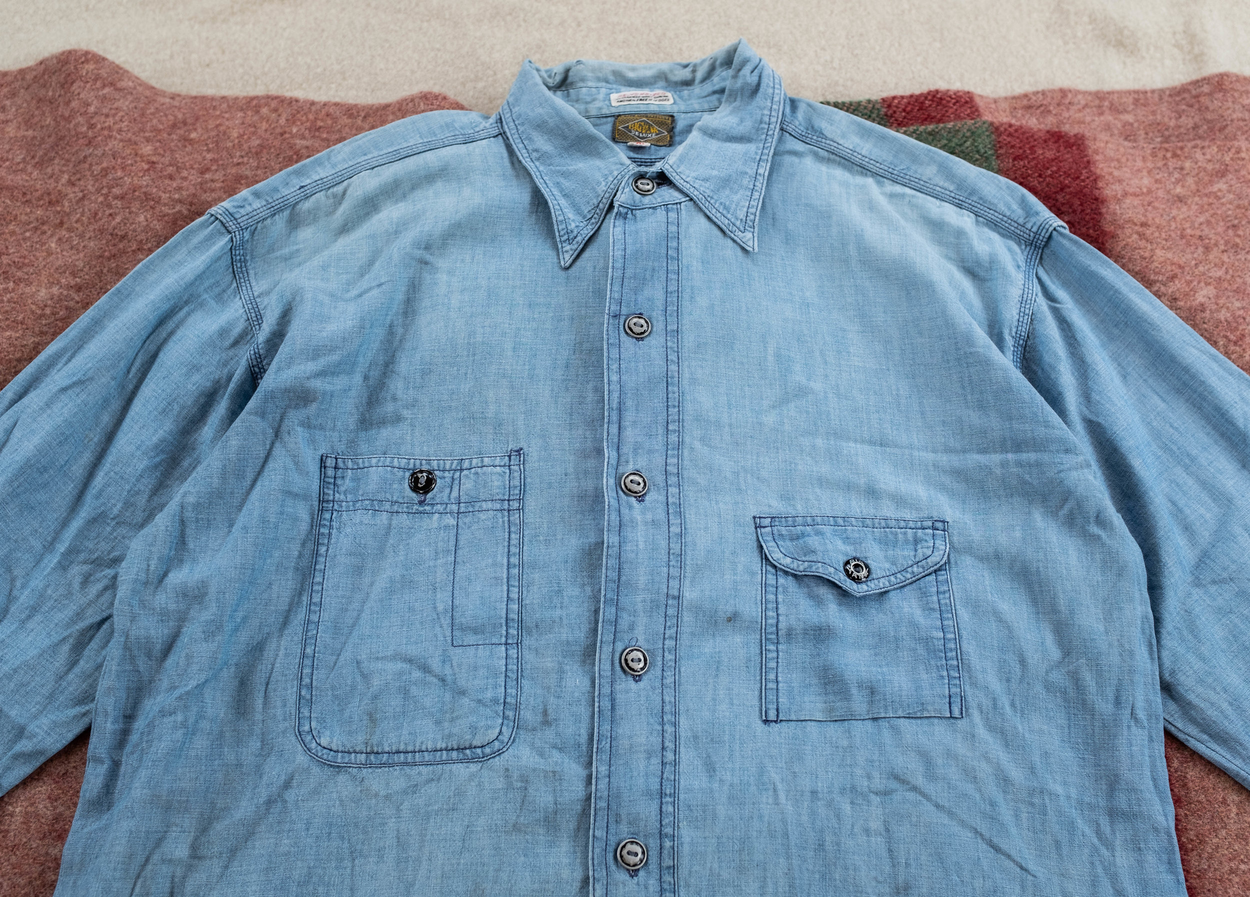 Holy Grail 1940's BIG YANK asymmetric pocket Chambray Work Shirt ...
