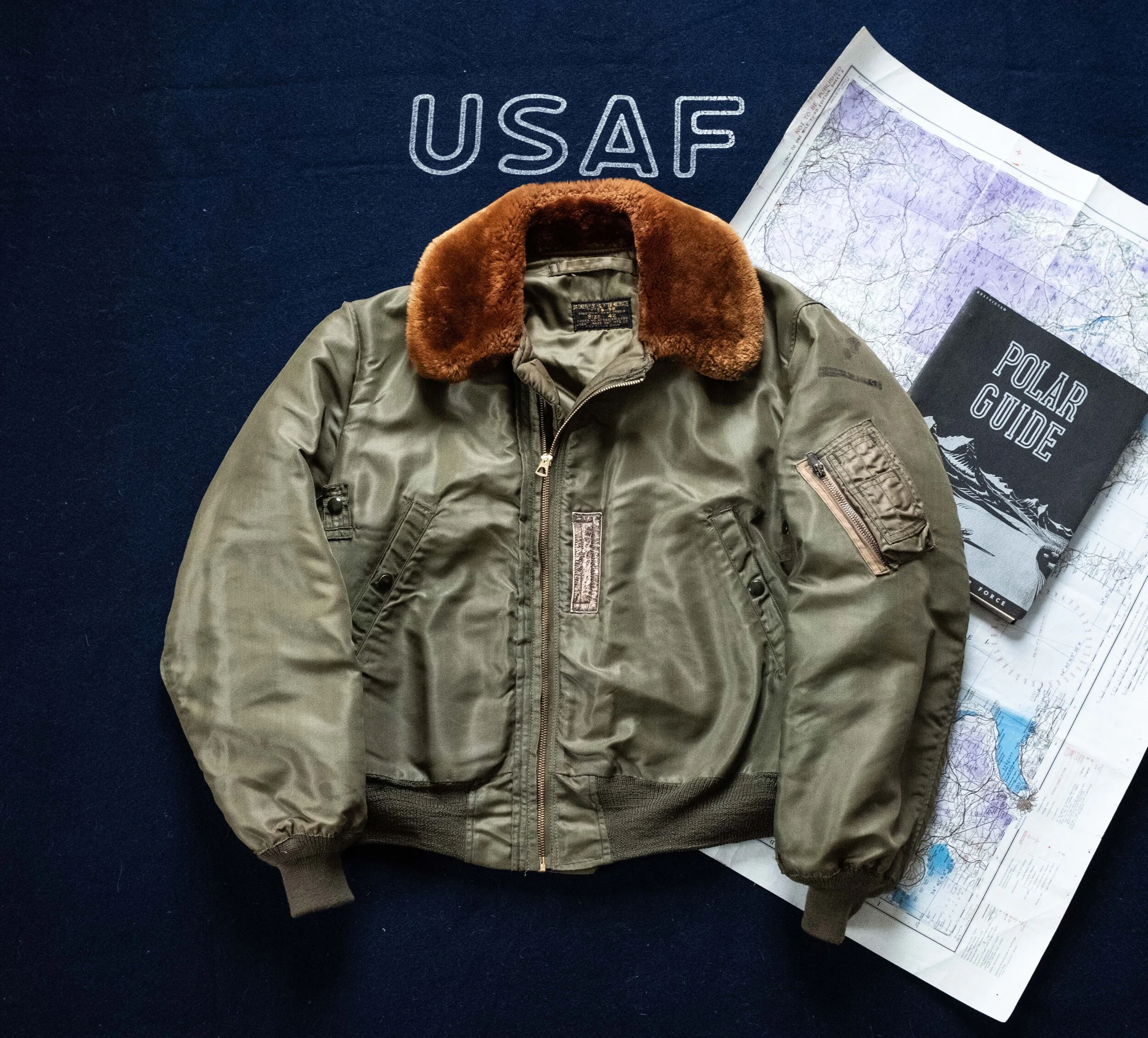 Extremely Rare Late 1940's USAF B-15b OD Nylon Flight Jacket. Size 42