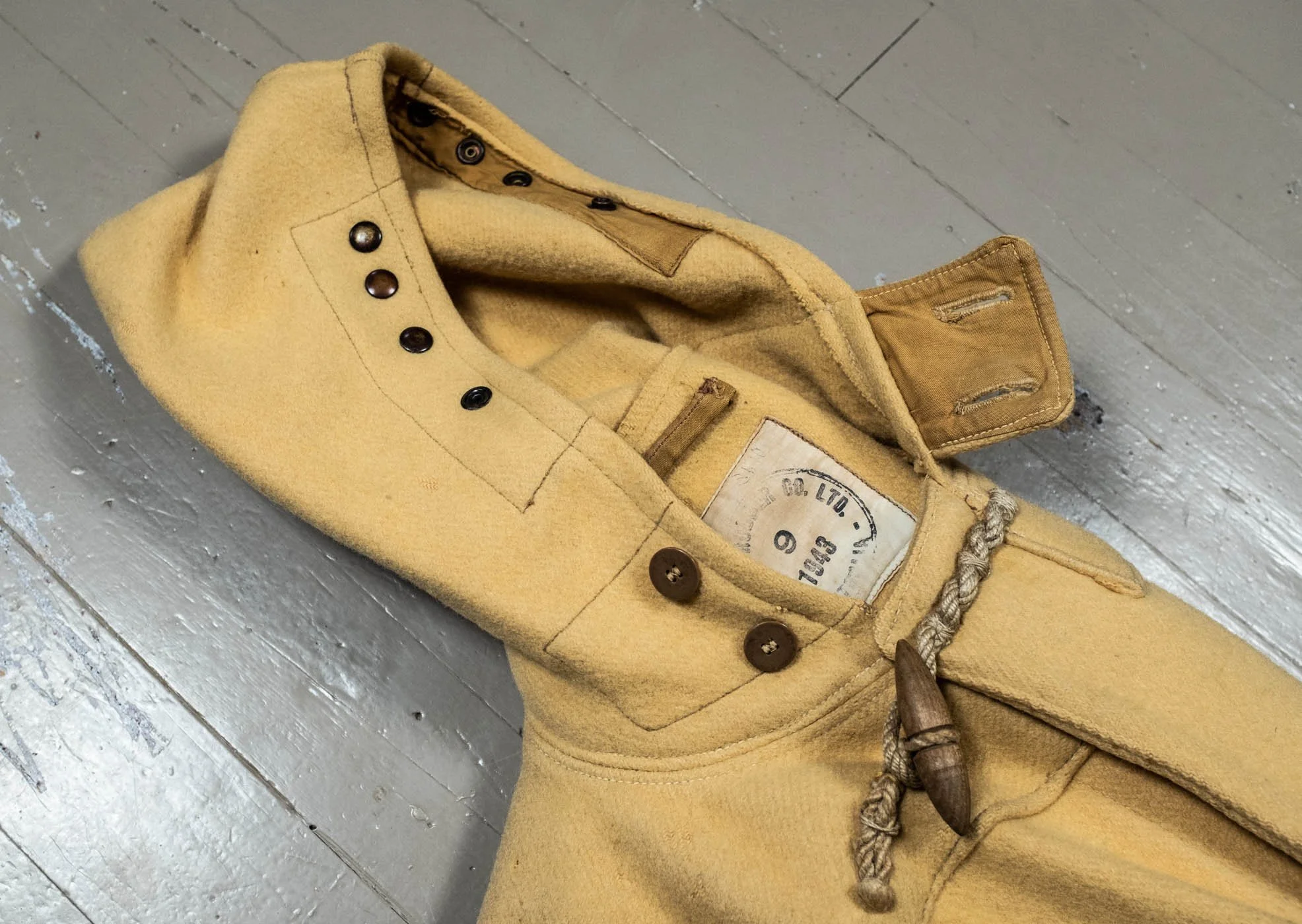 1943 WW2 Royal Australian Navy Survival Yellow Wool Duffel Coat 