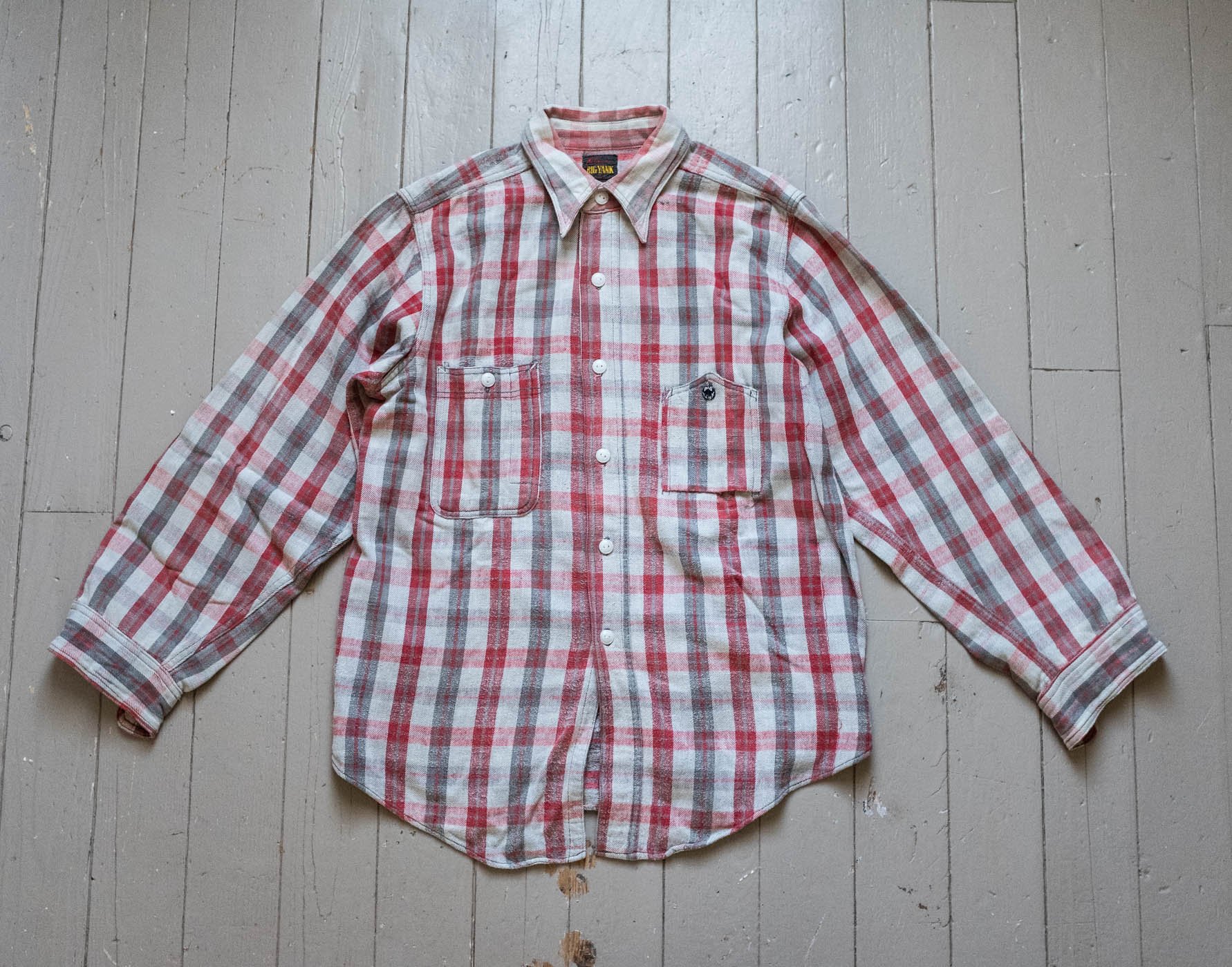 1930's 40's BIG YANK Cigarette Pocket Flannel Plaid Work Shirt