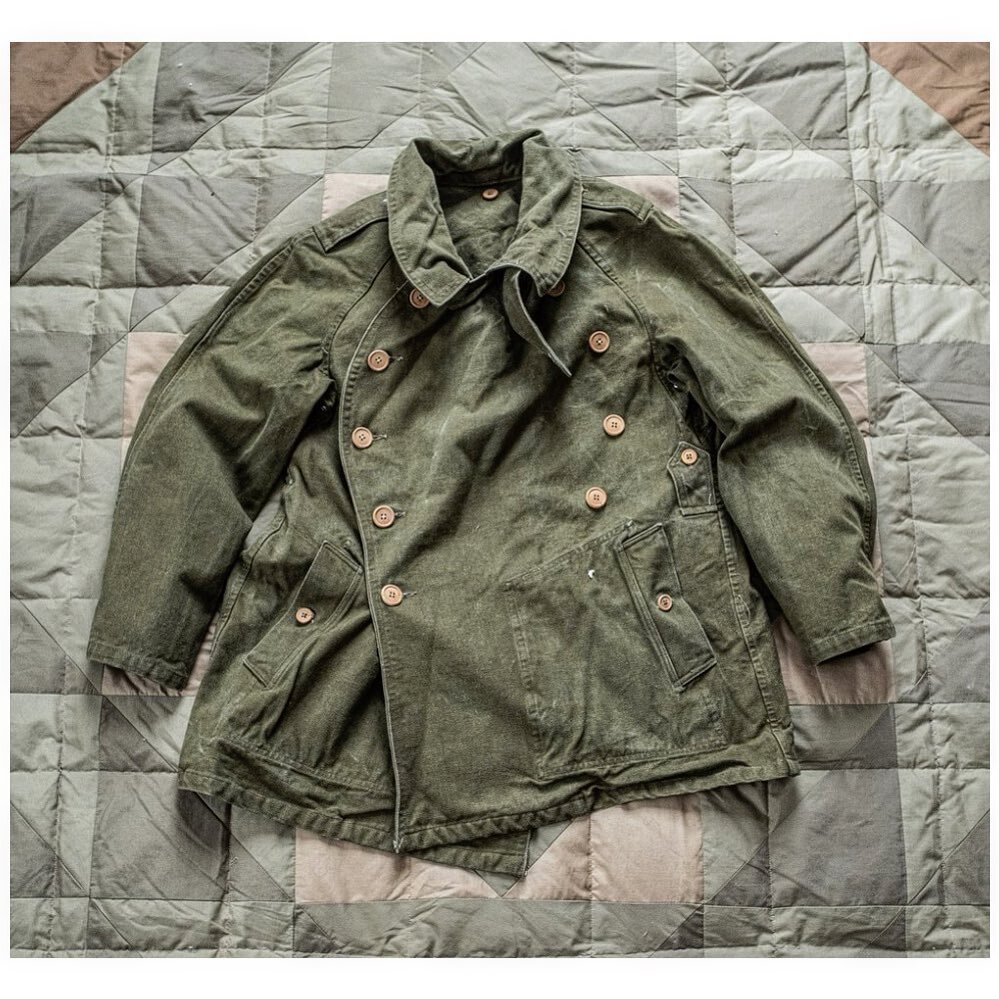 Edit: Sold. A true military design gem. This is a mid-late 1940&rsquo;s French M38 Motorcycle Dispatch jacket. 

An incredibly hard to find/ sought after pattern in fantastic condition and a great size. Available now on the website.