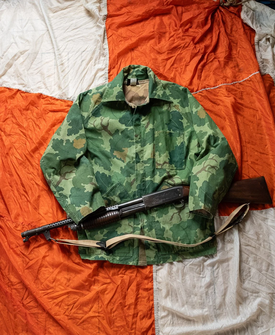 Mint 1960's Vietnam-Era Reversible Mitchell Camo Hunting Field Jacket.