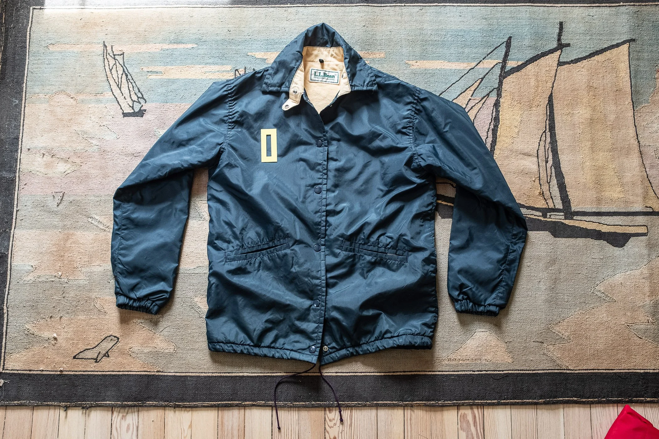 Vintage LL Bean Olive Drab Chinstrap Chamois Lined Coach Jacket 